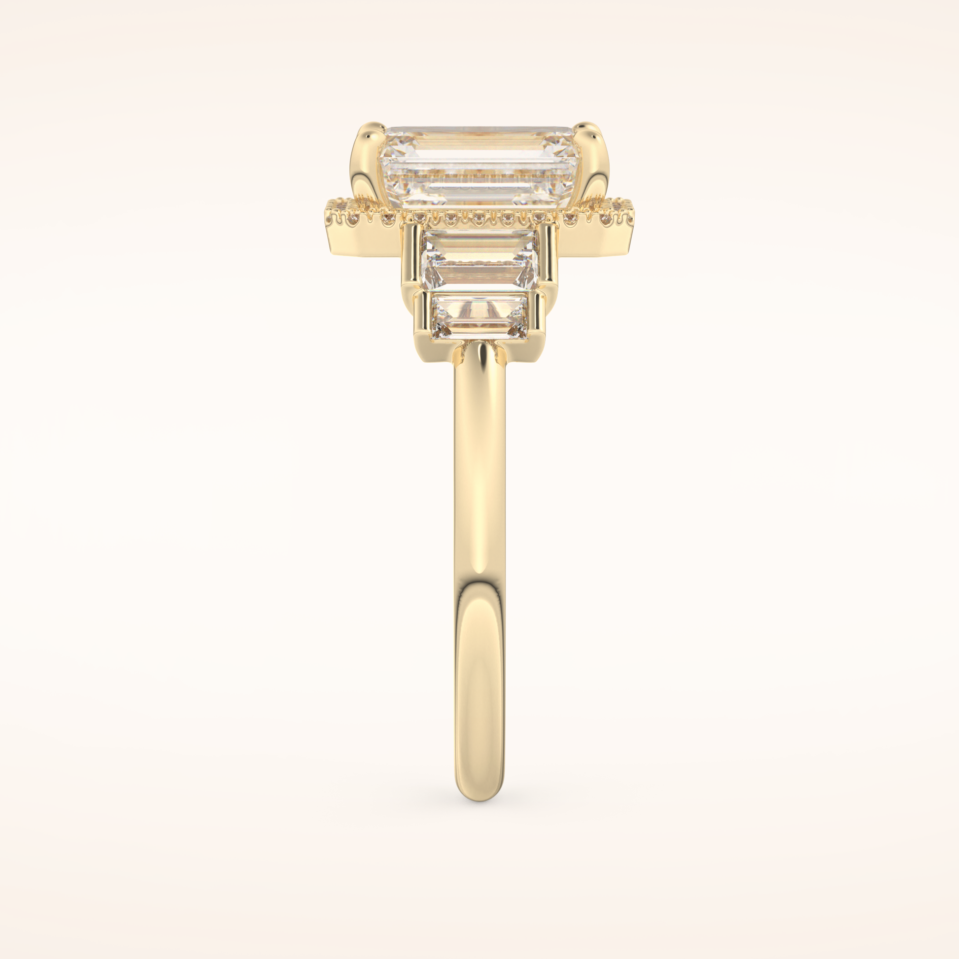 2.71 CT Emerald Shaped Cluster Moissanite Engagement Ring