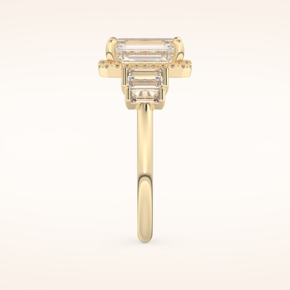 2.71 CT Emerald Shaped Cluster Moissanite Engagement Ring