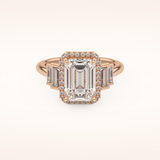 2.71 CT Emerald Shaped Cluster Moissanite Engagement Ring