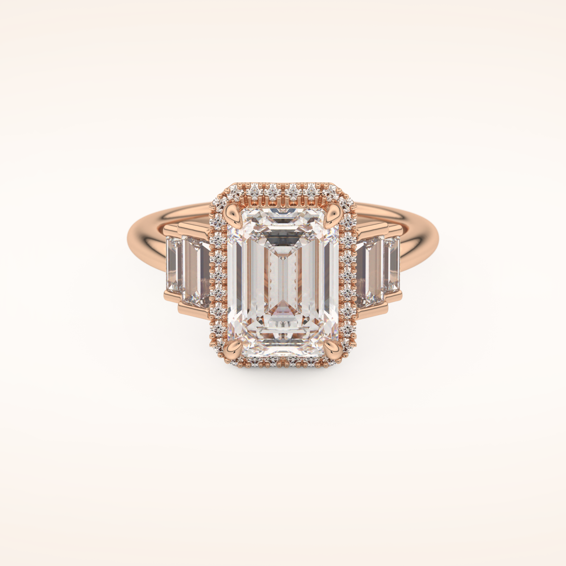 2.71 CT Emerald Shaped Cluster Moissanite Engagement Ring