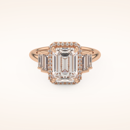 2.71 CT Emerald Shaped Cluster Moissanite Engagement Ring