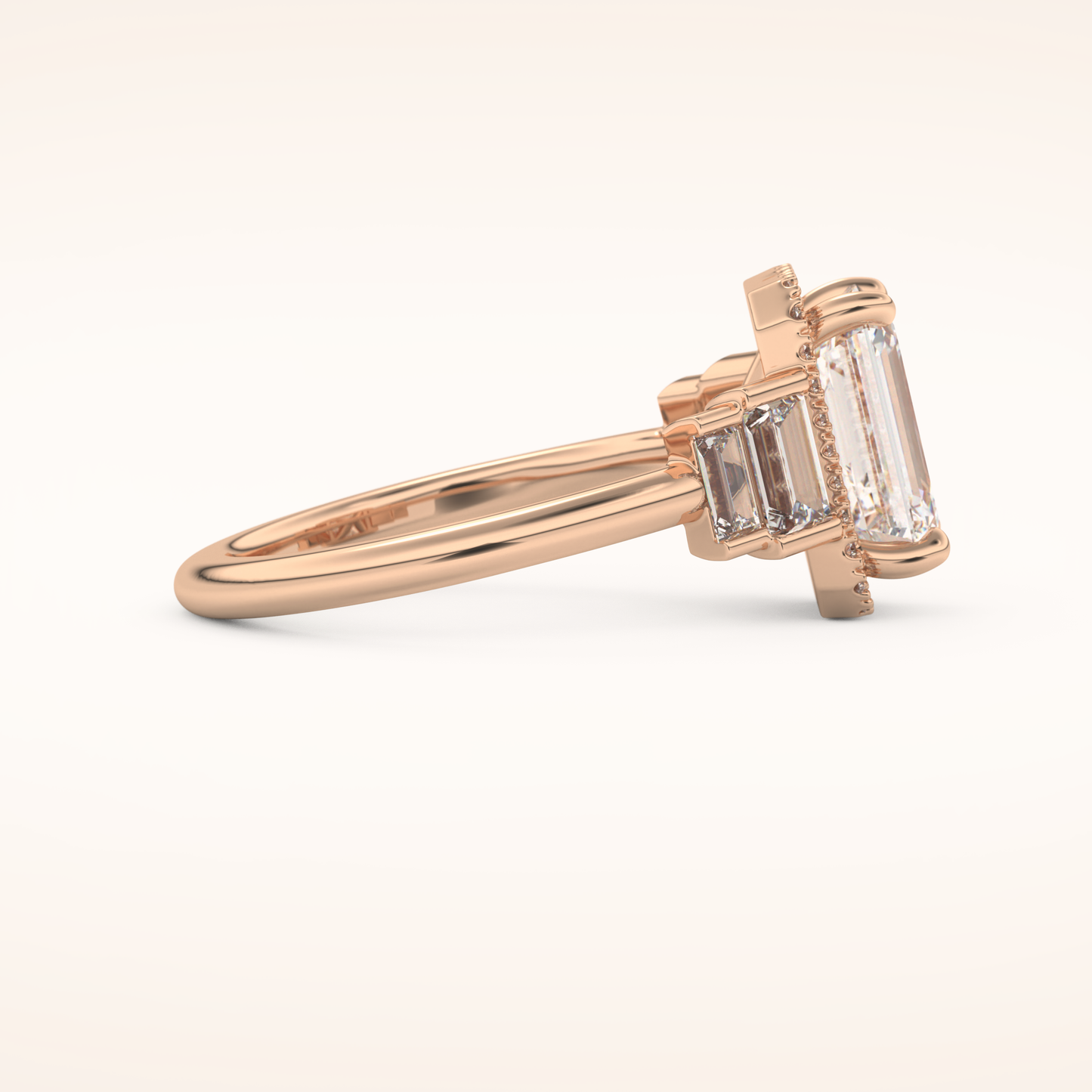 2.71 CT Emerald Shaped Cluster Moissanite Engagement Ring