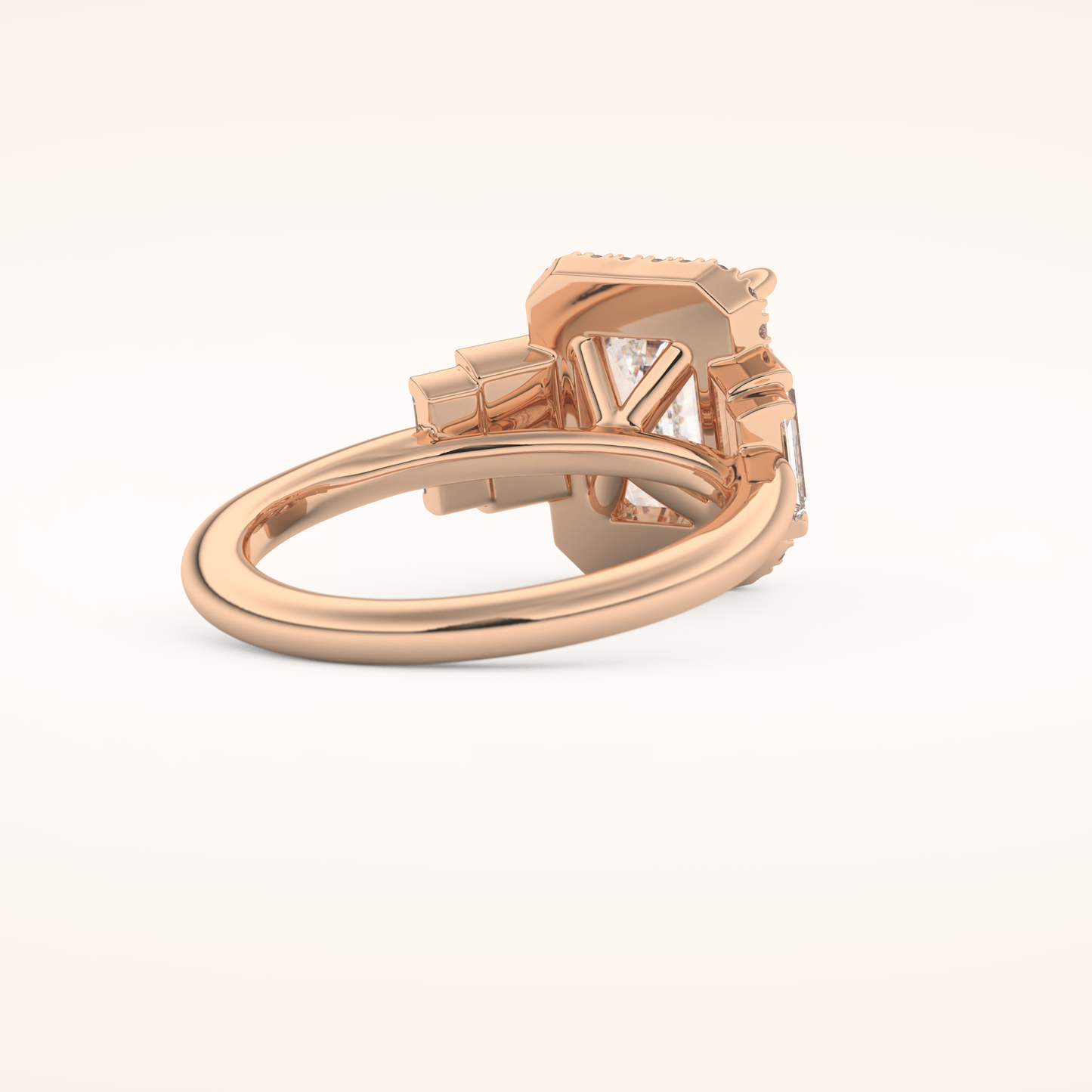 2.71 CT Emerald Shaped Cluster Moissanite Engagement Ring