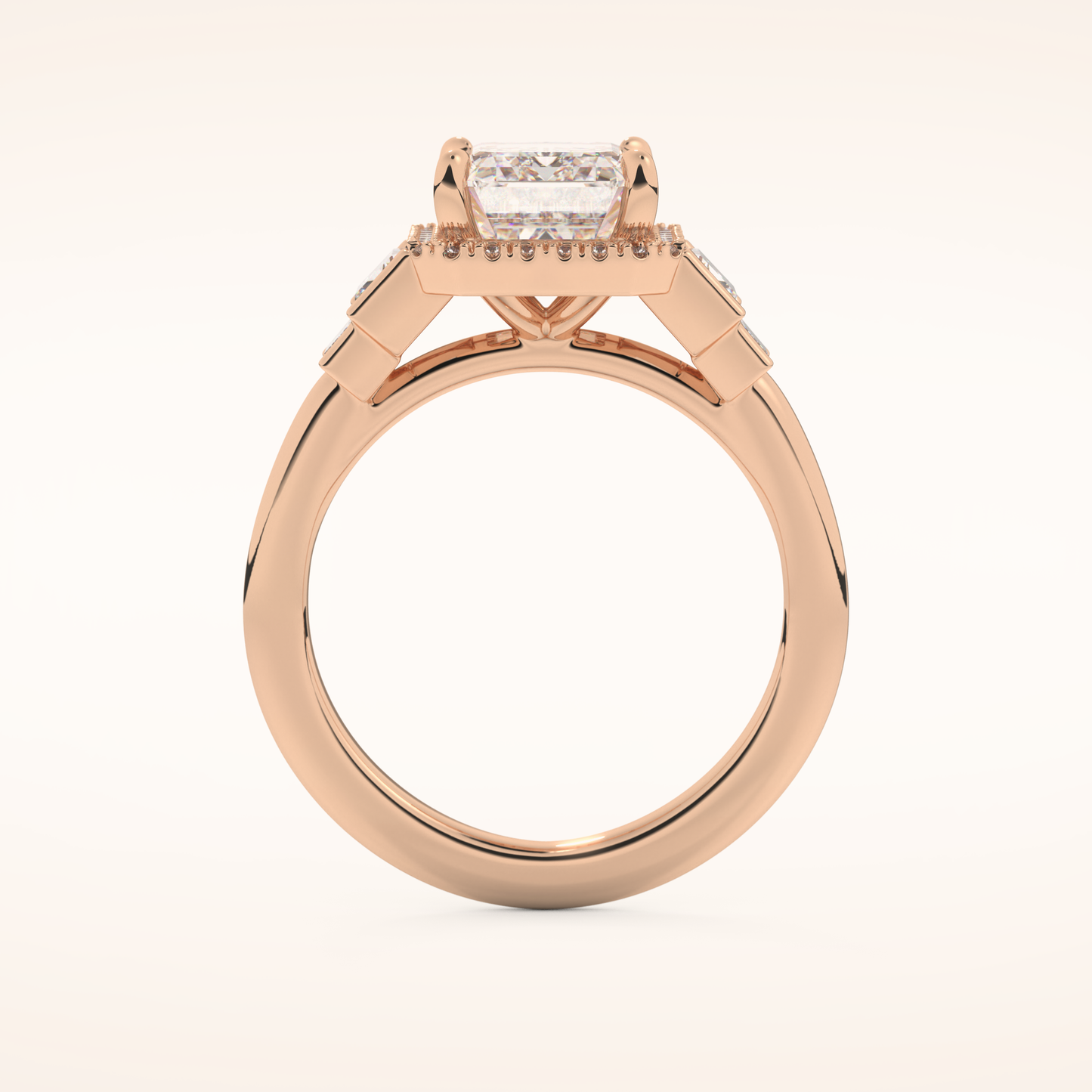 2.71 CT Emerald Shaped Cluster Moissanite Engagement Ring