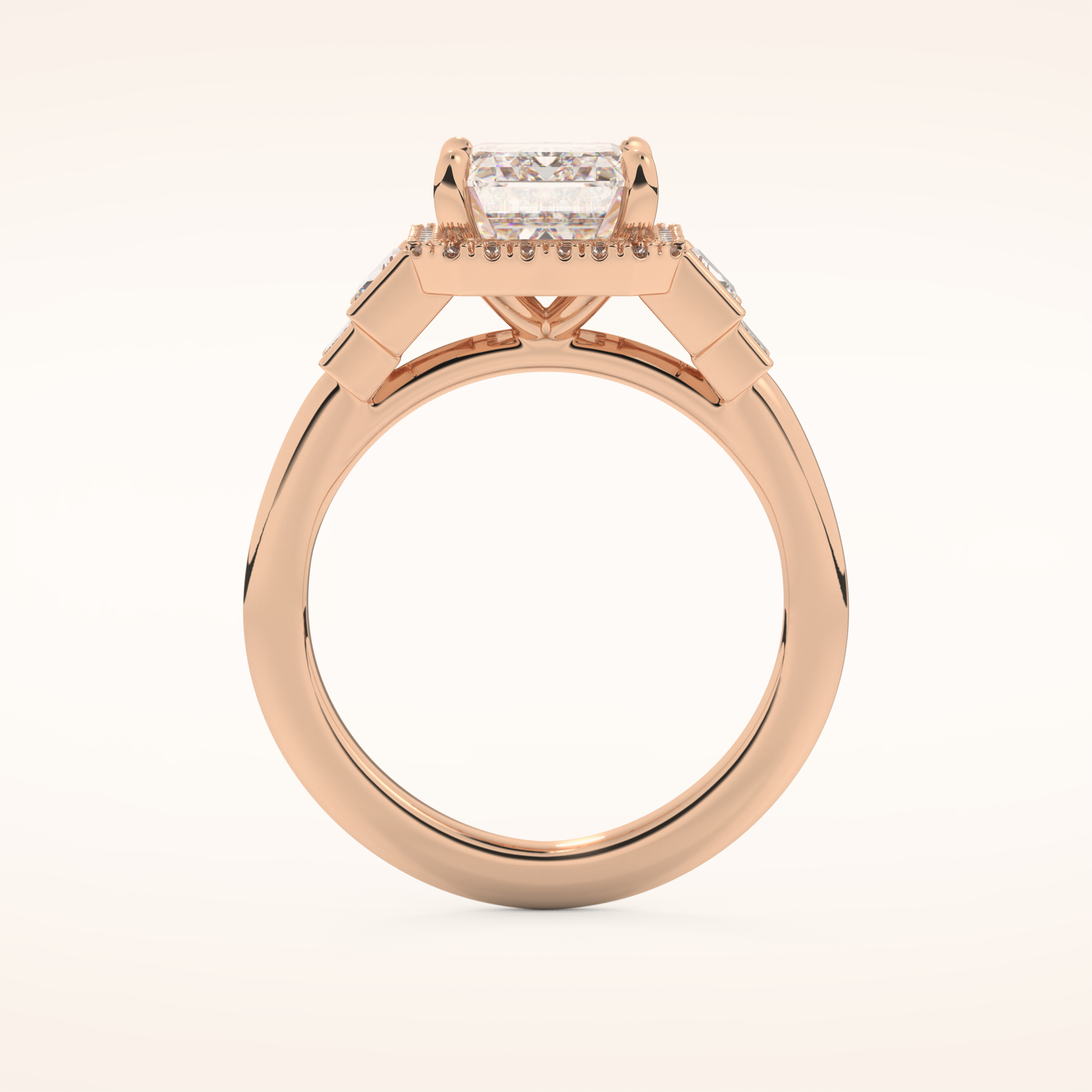 2.71 CT Emerald Shaped Cluster Moissanite Engagement Ring