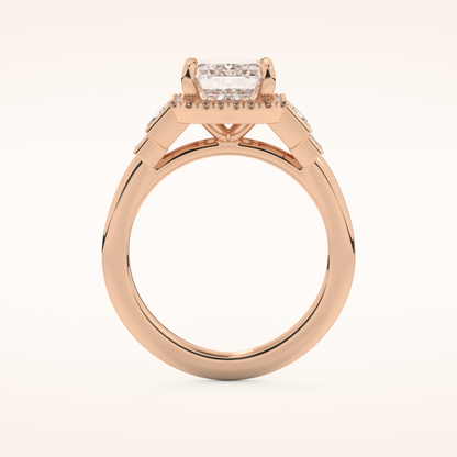 2.71 CT Emerald Shaped Cluster Moissanite Engagement Ring