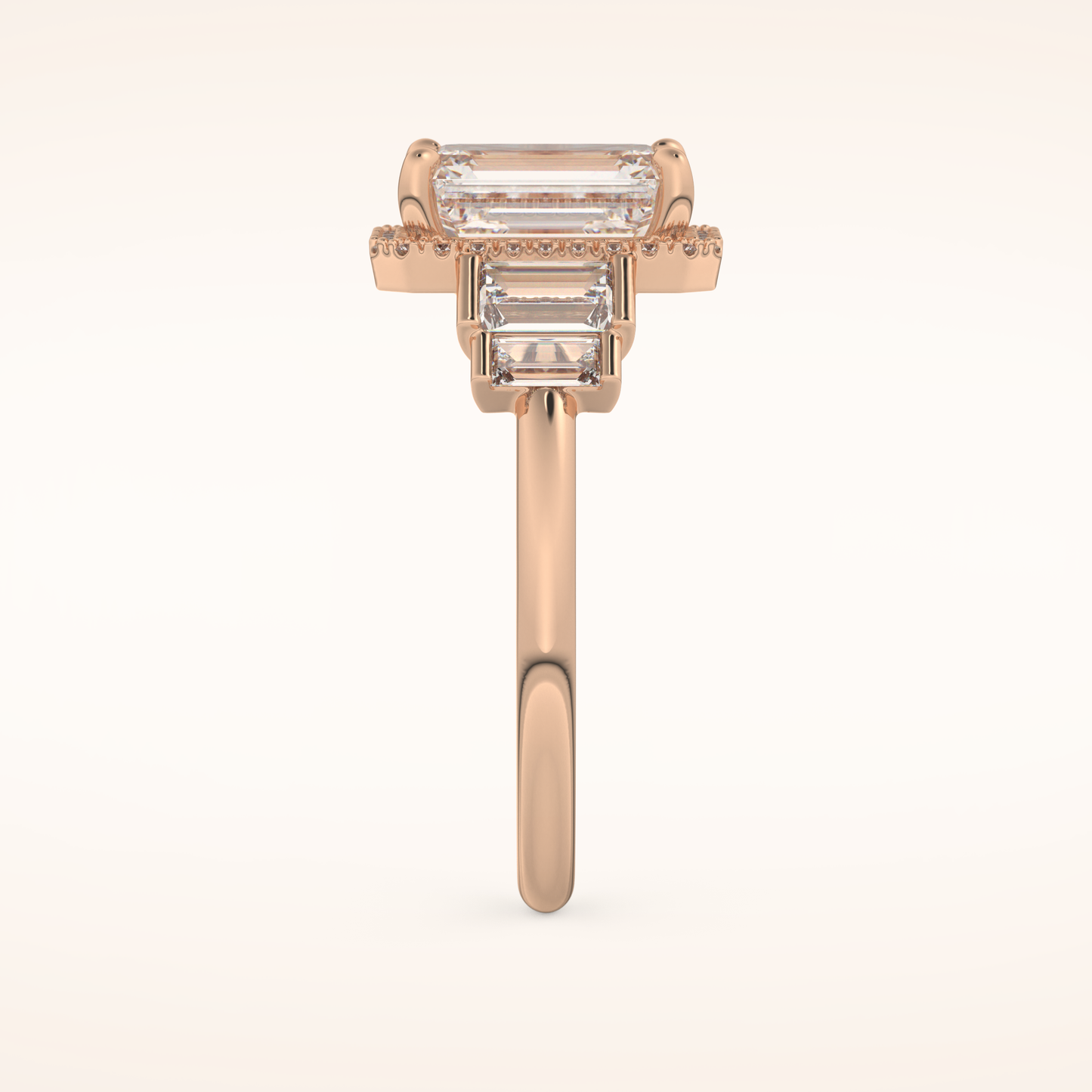 2.71 CT Emerald Shaped Cluster Moissanite Engagement Ring