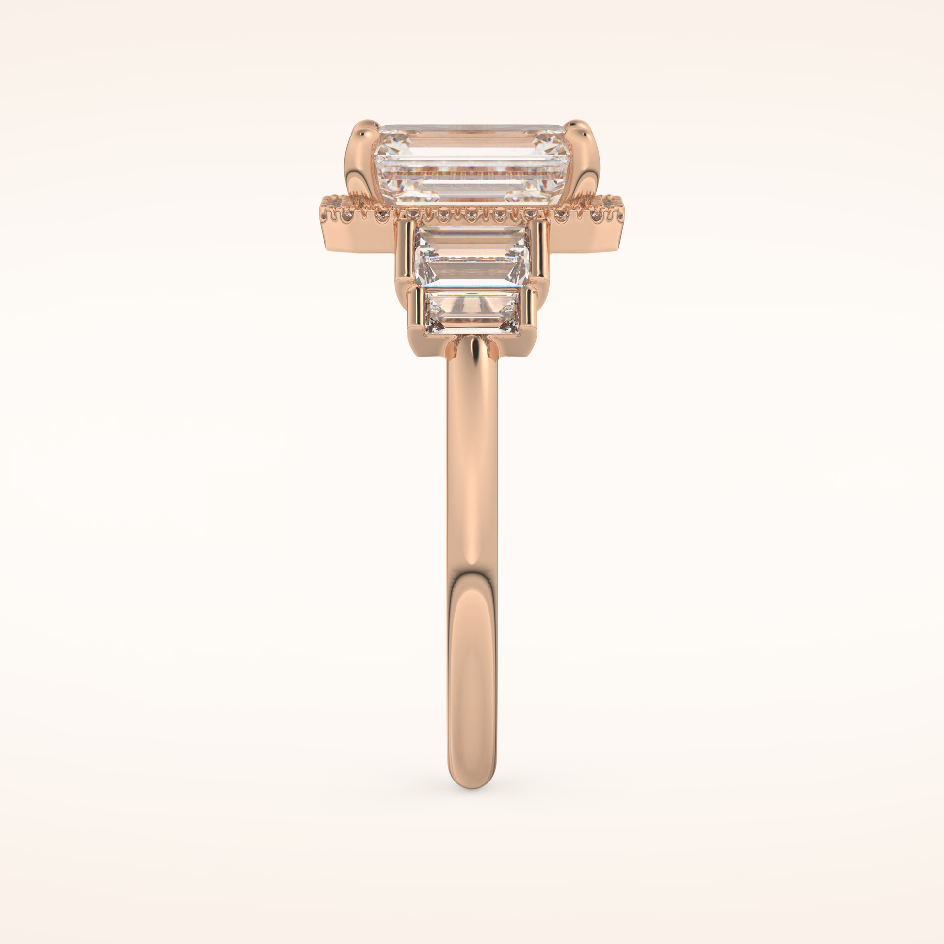 2.71 CT Emerald Shaped Cluster Moissanite Engagement Ring