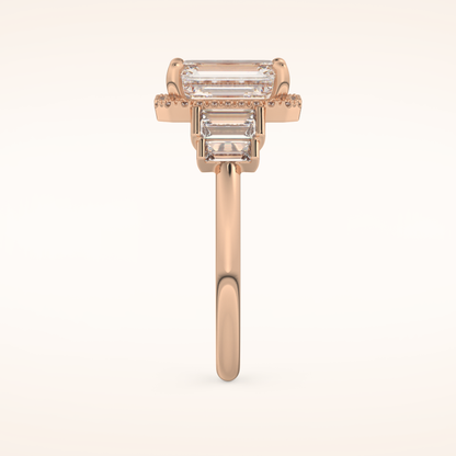 2.71 CT Emerald Shaped Cluster Moissanite Engagement Ring