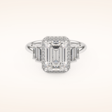 2.71 CT Emerald Shaped Cluster Moissanite Engagement Ring
