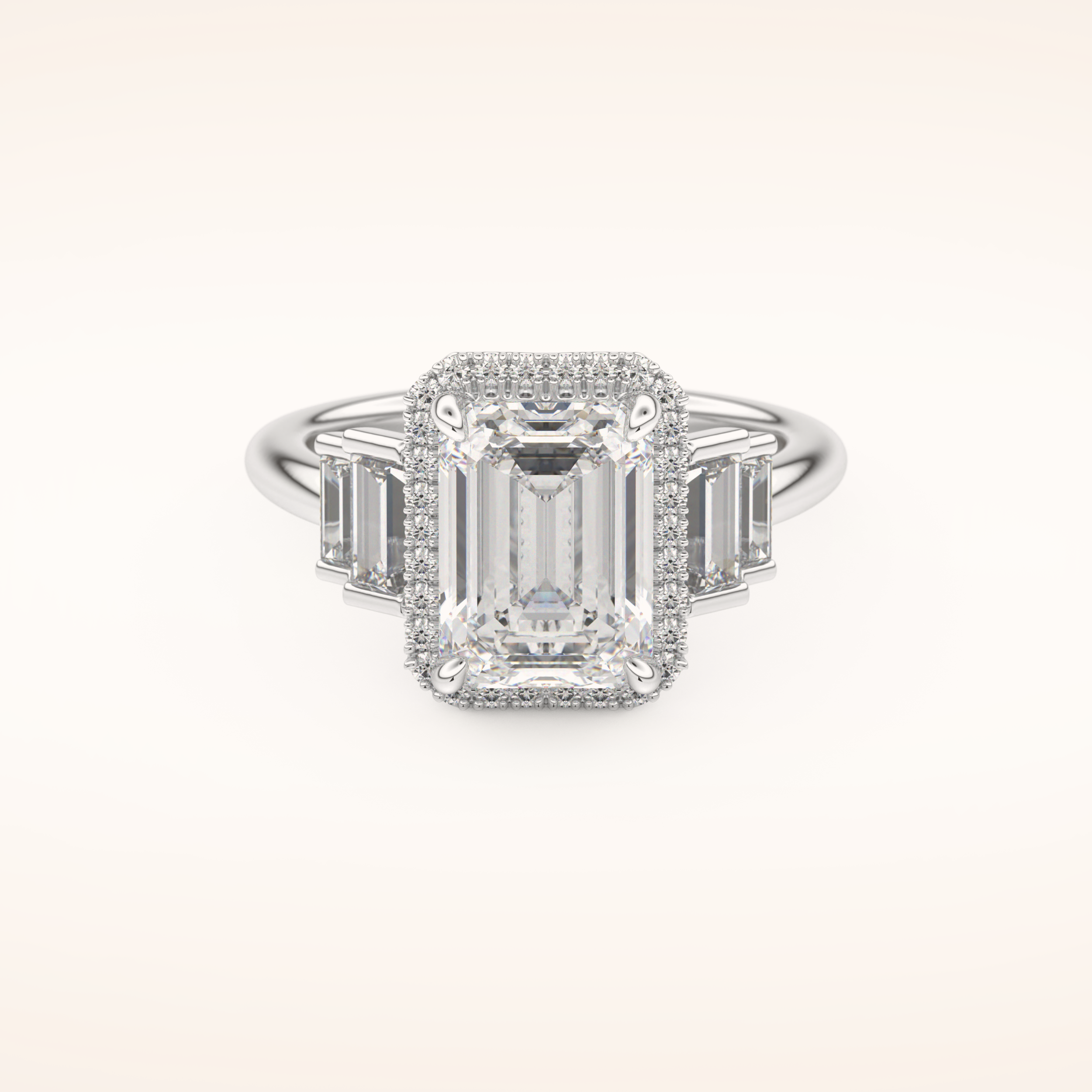 2.71 CT Emerald Shaped Cluster Moissanite Engagement Ring