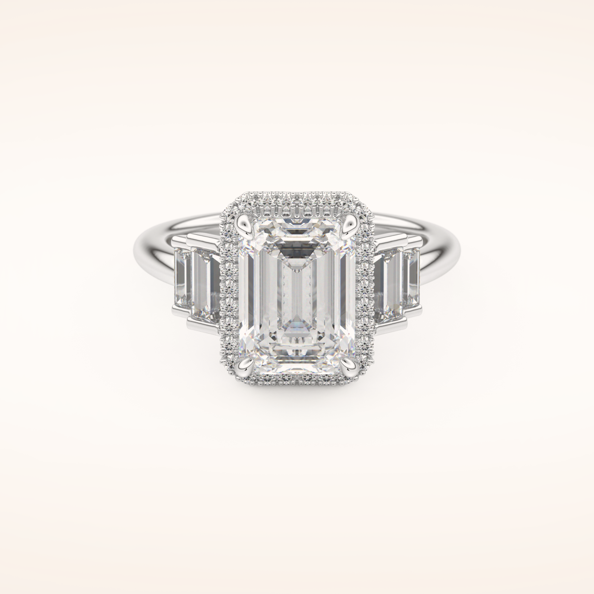 2.71 CT Emerald Shaped Cluster Moissanite Engagement Ring