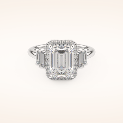 2.71 CT Emerald Shaped Cluster Moissanite Engagement Ring