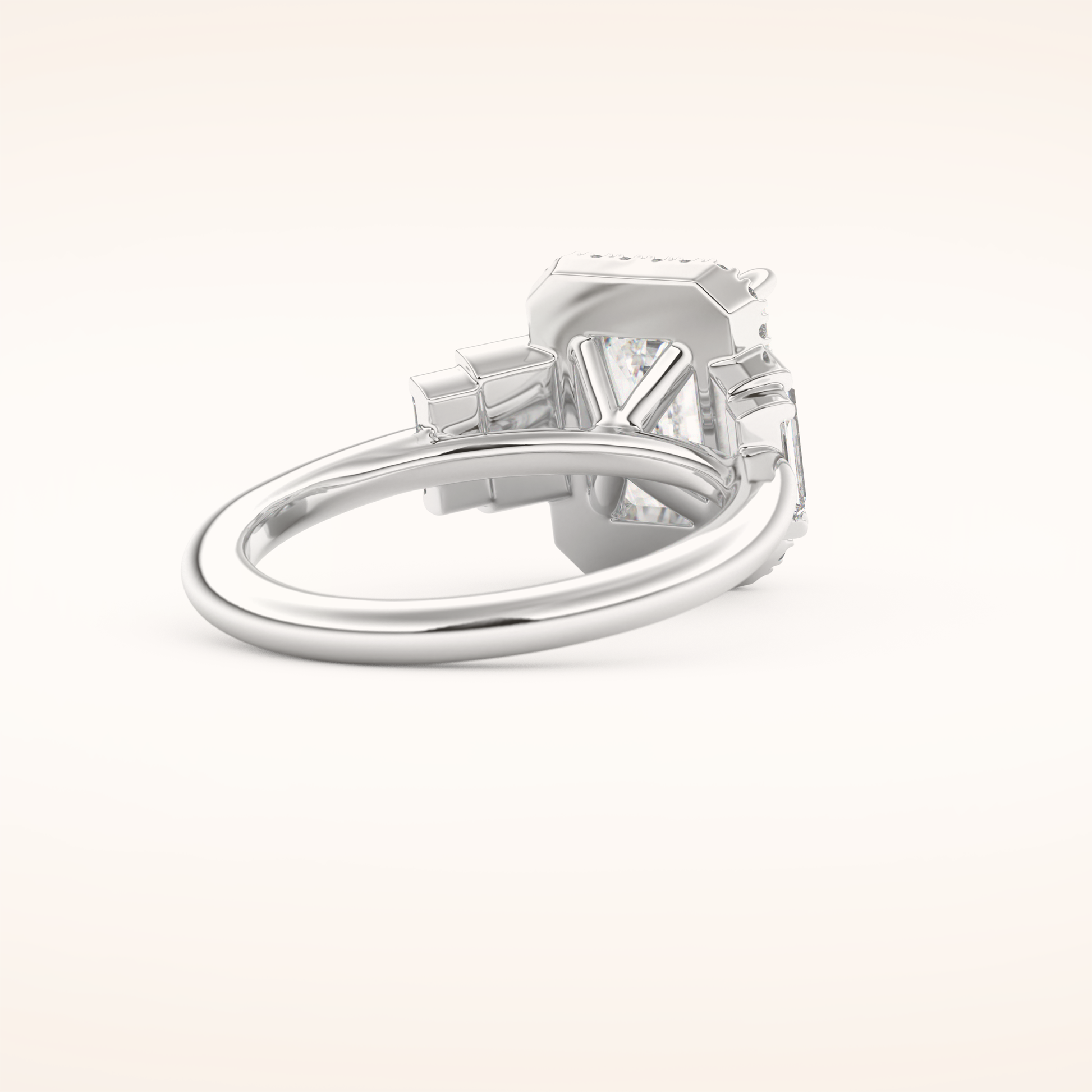 2.71 CT Emerald Shaped Cluster Moissanite Engagement Ring