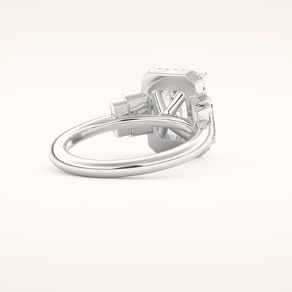 2.71 CT Emerald Shaped Cluster Moissanite Engagement Ring