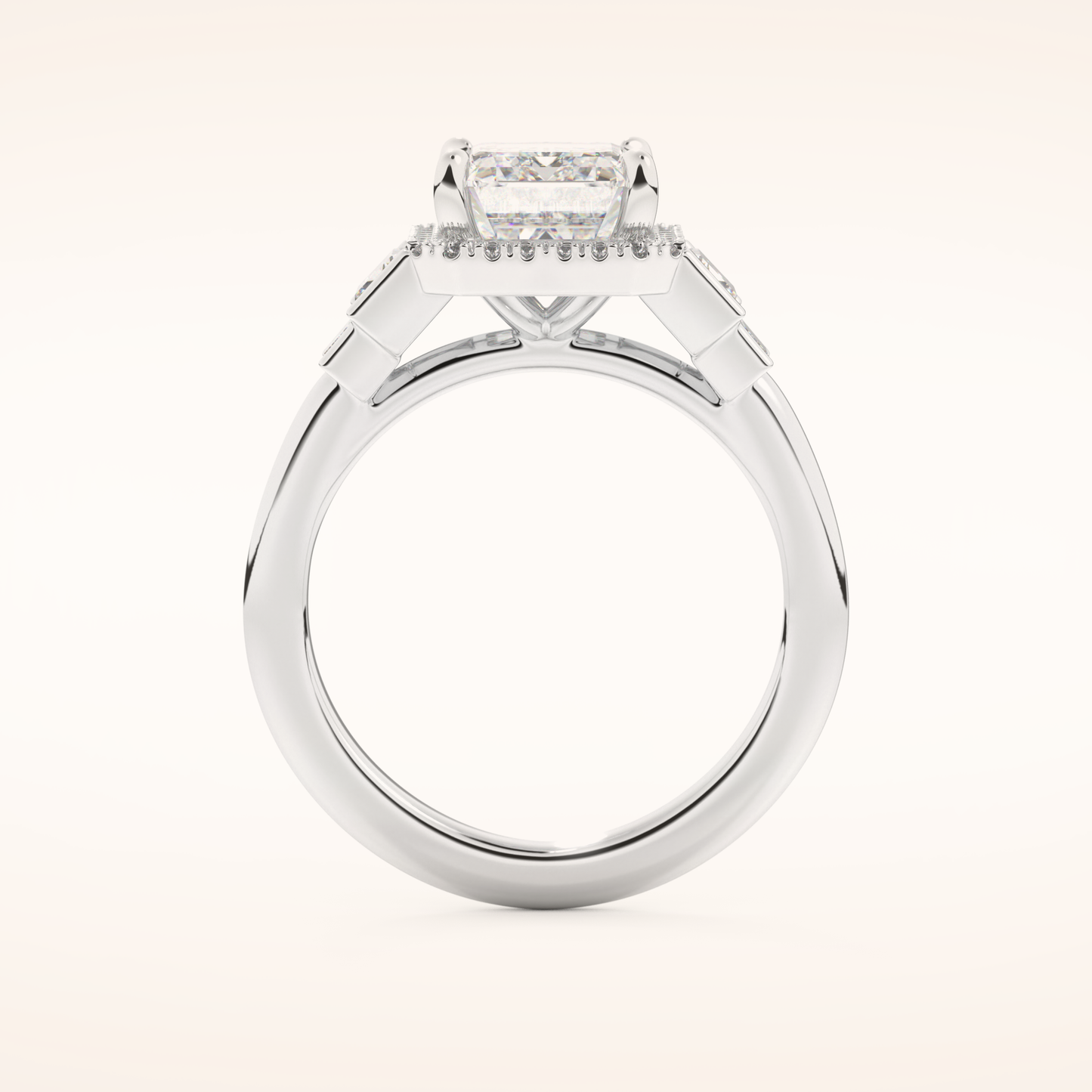 2.71 CT Emerald Shaped Cluster Moissanite Engagement Ring