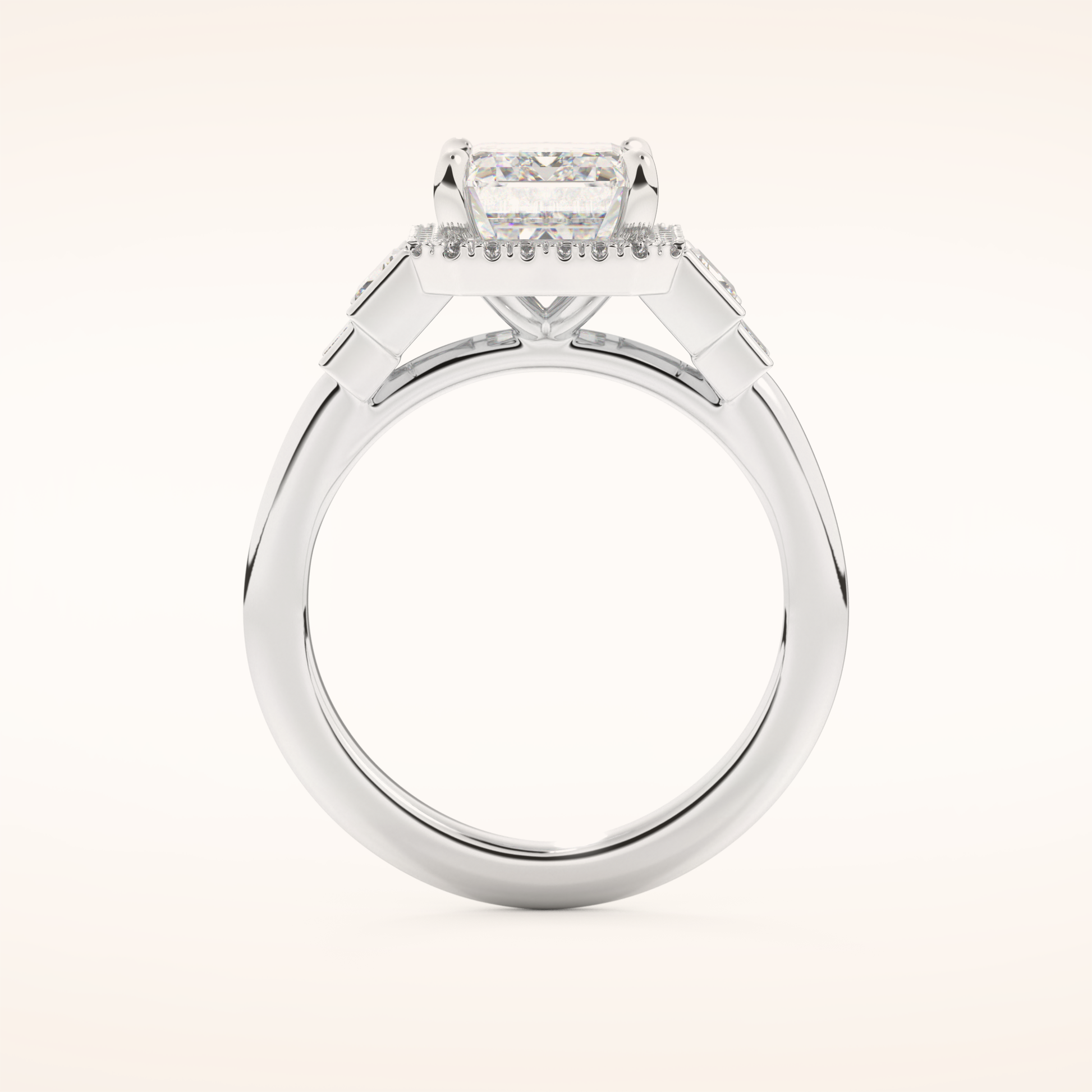 2.71 CT Emerald Shaped Cluster Moissanite Engagement Ring