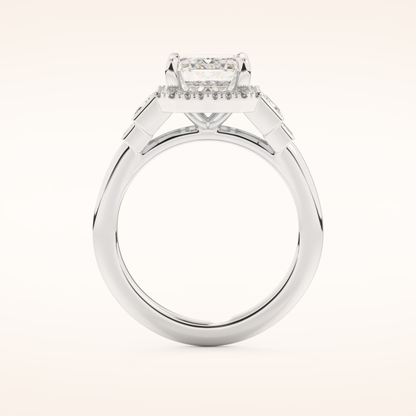 2.71 CT Emerald Shaped Cluster Moissanite Engagement Ring