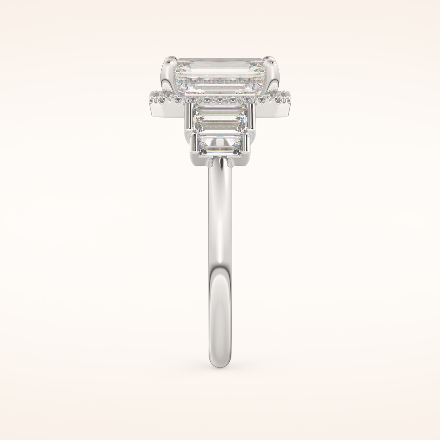 2.71 CT Emerald Shaped Cluster Moissanite Engagement Ring