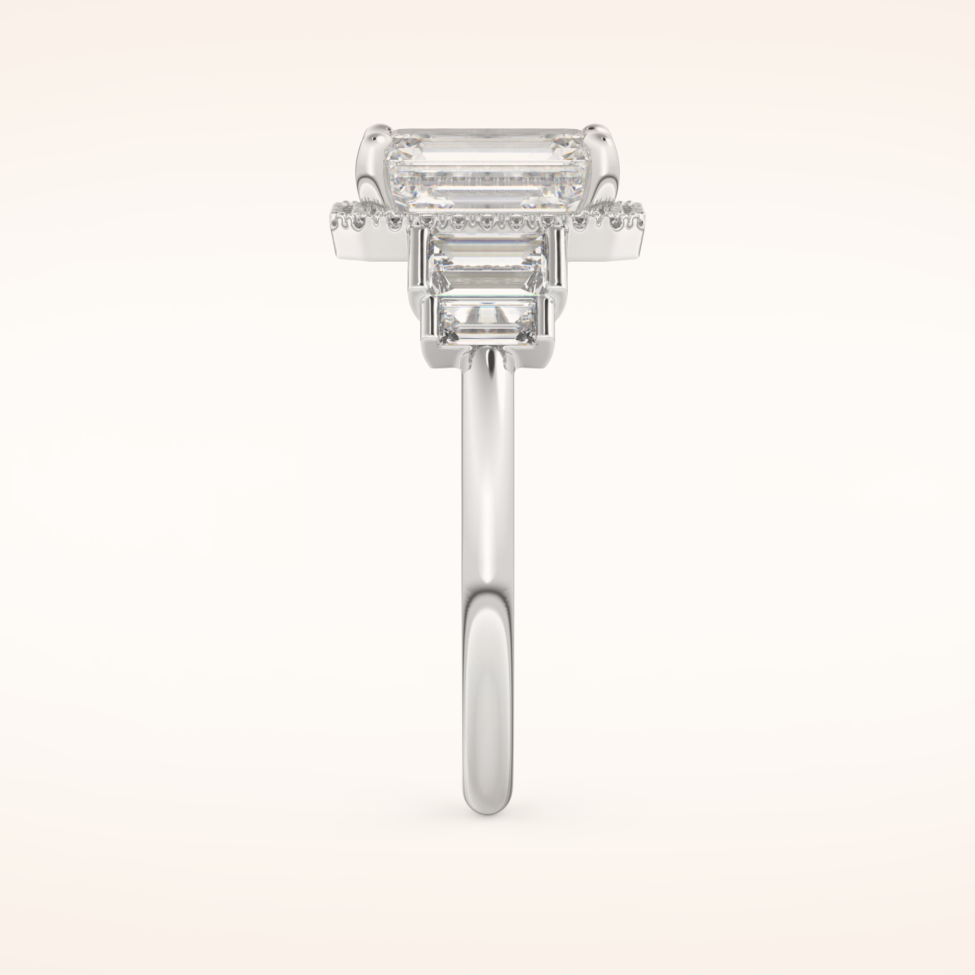 2.71 CT Emerald Shaped Cluster Moissanite Engagement Ring