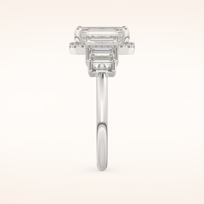 2.71 CT Emerald Shaped Cluster Moissanite Engagement Ring