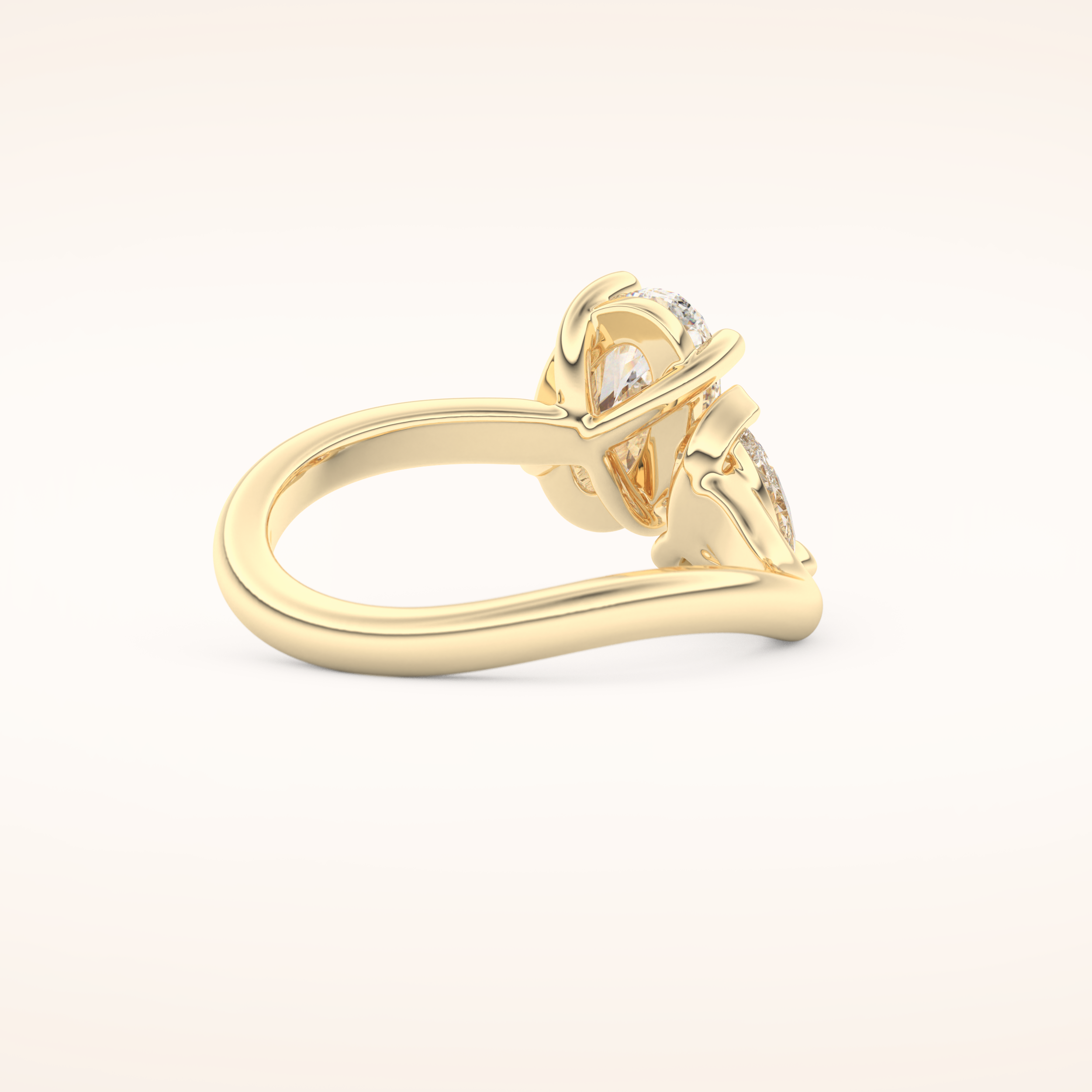 3.92 TCW Oval & Pear Shaped Toi Et Moi Moissanite Engagement Ring