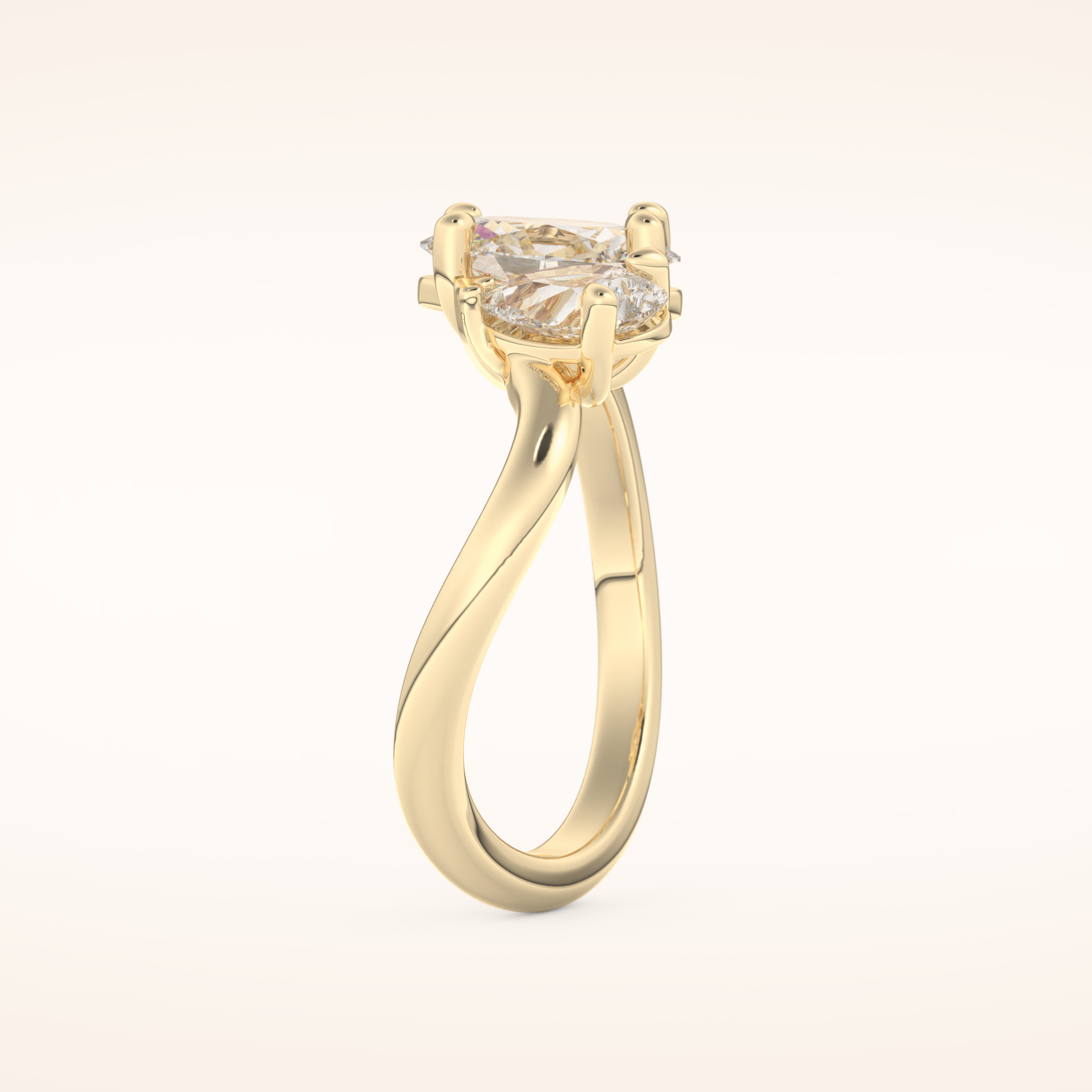 3.92 TCW Oval & Pear Shaped Toi Et Moi Moissanite Engagement Ring