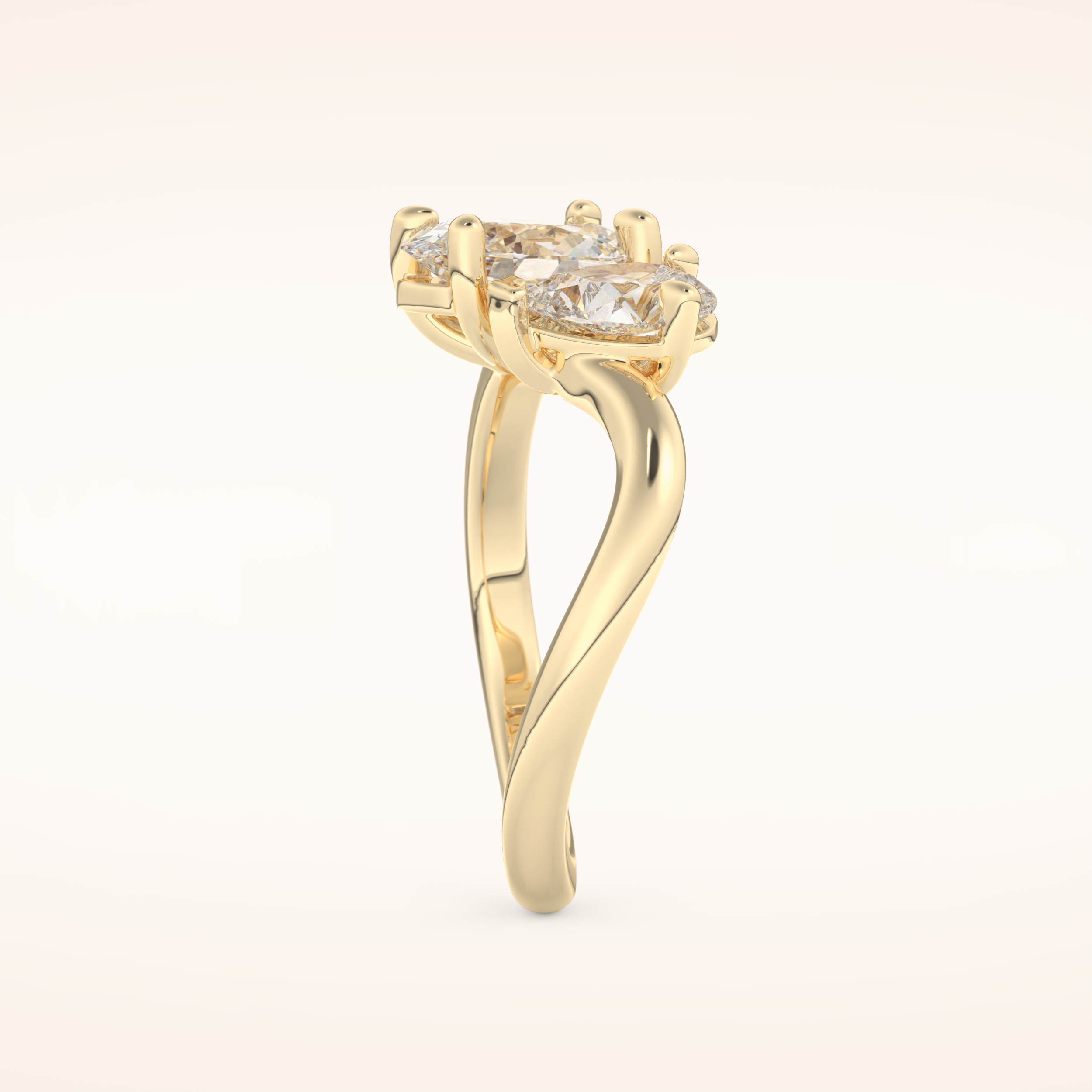 3.92 TCW Oval & Pear Shaped Toi Et Moi Moissanite Engagement Ring
