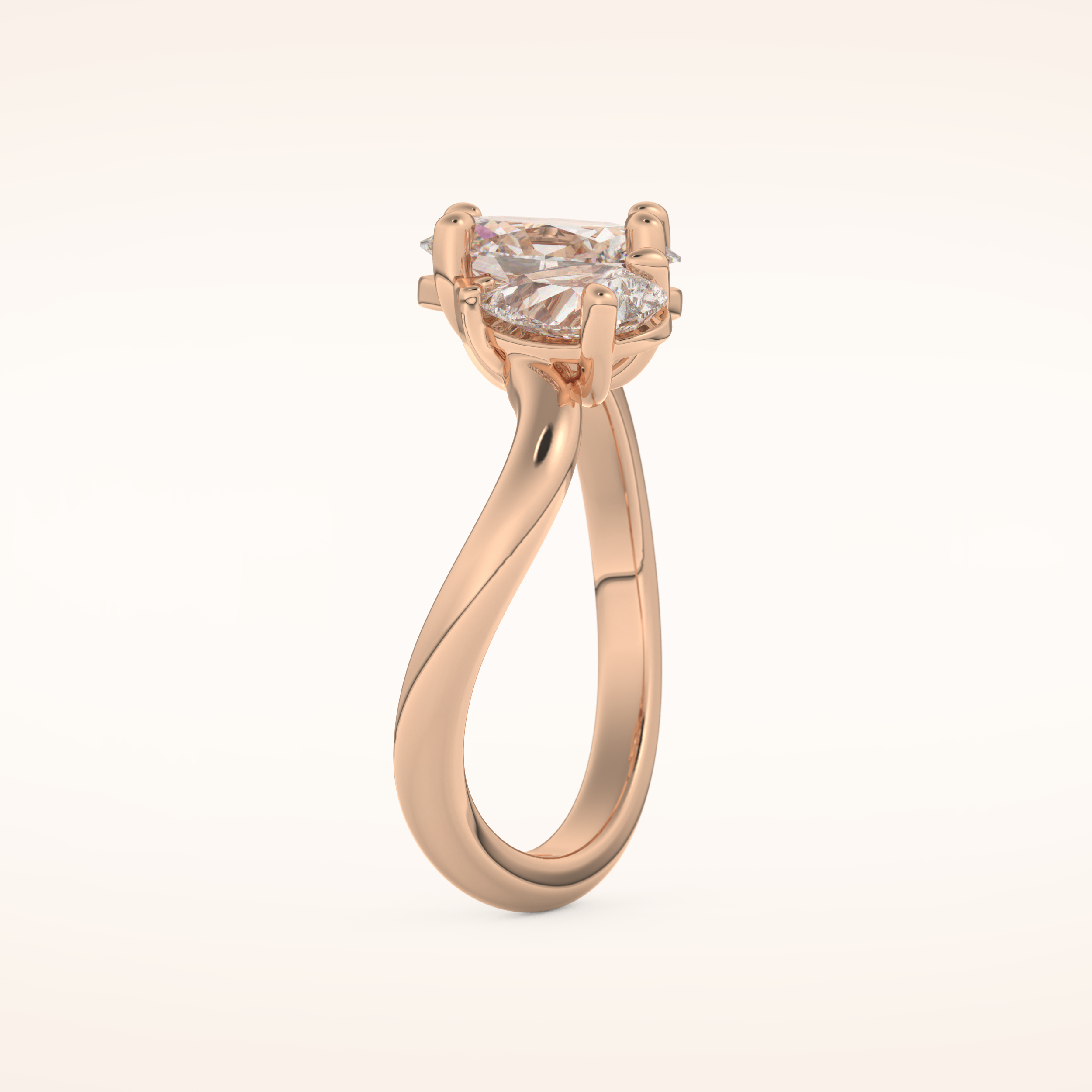 3.92 TCW Oval & Pear Shaped Toi Et Moi Moissanite Engagement Ring