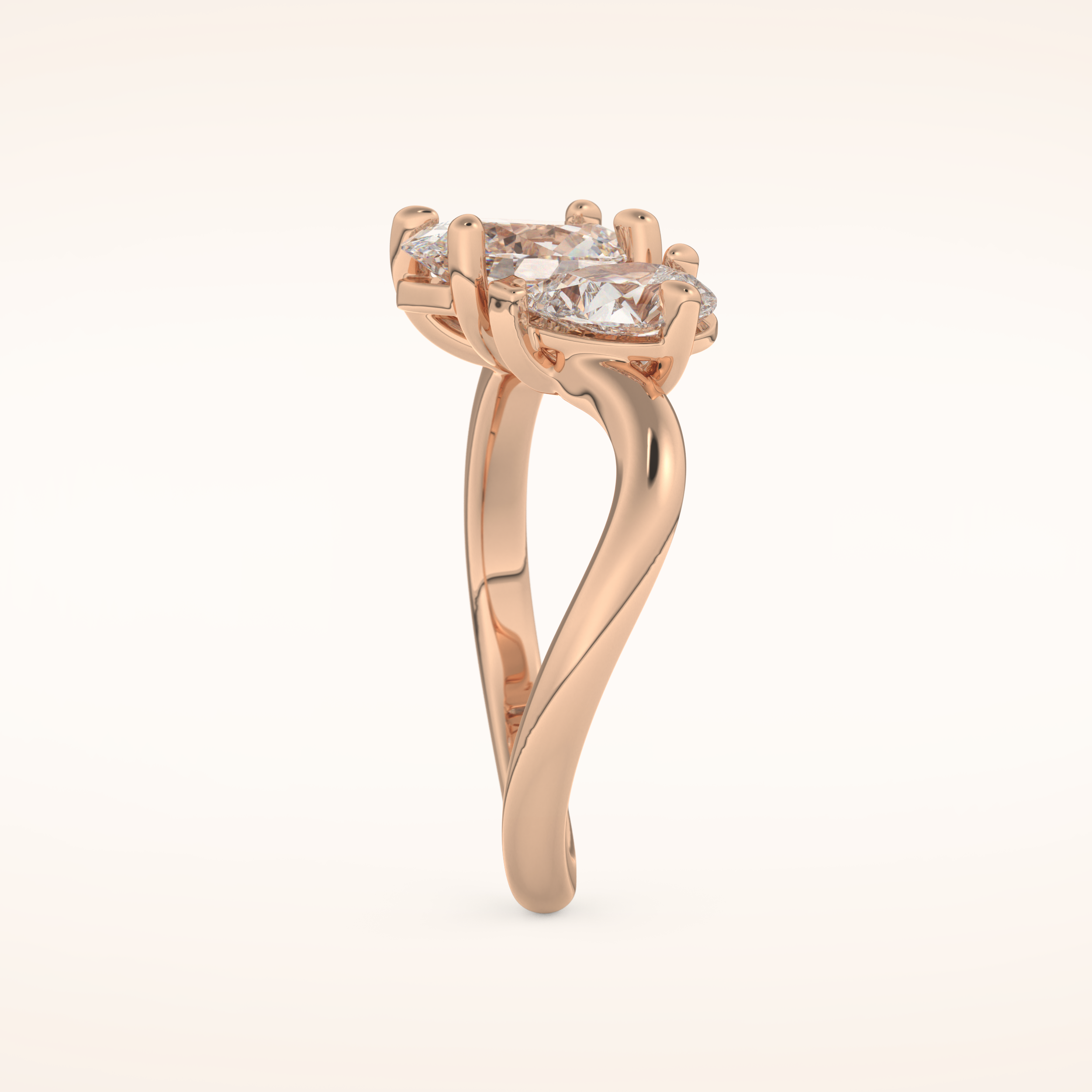3.92 TCW Oval & Pear Shaped Toi Et Moi Moissanite Engagement Ring