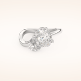 3.92 TCW Oval & Pear Shaped Toi Et Moi Moissanite Engagement Ring