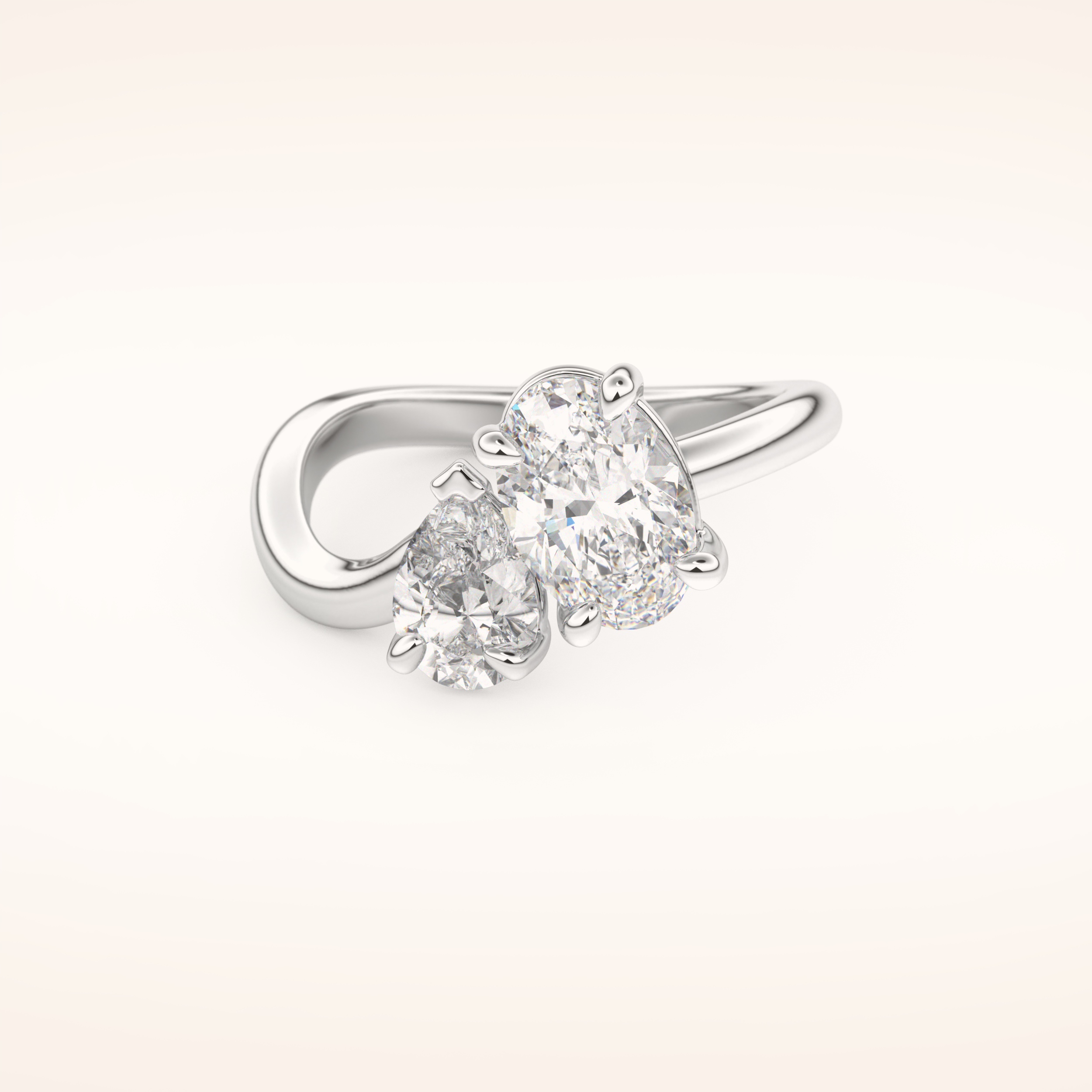 3.92 TCW Oval & Pear Shaped Toi Et Moi Moissanite Engagement Ring