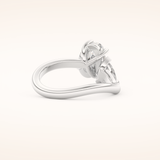 3.92 TCW Oval & Pear Shaped Toi Et Moi Moissanite Engagement Ring