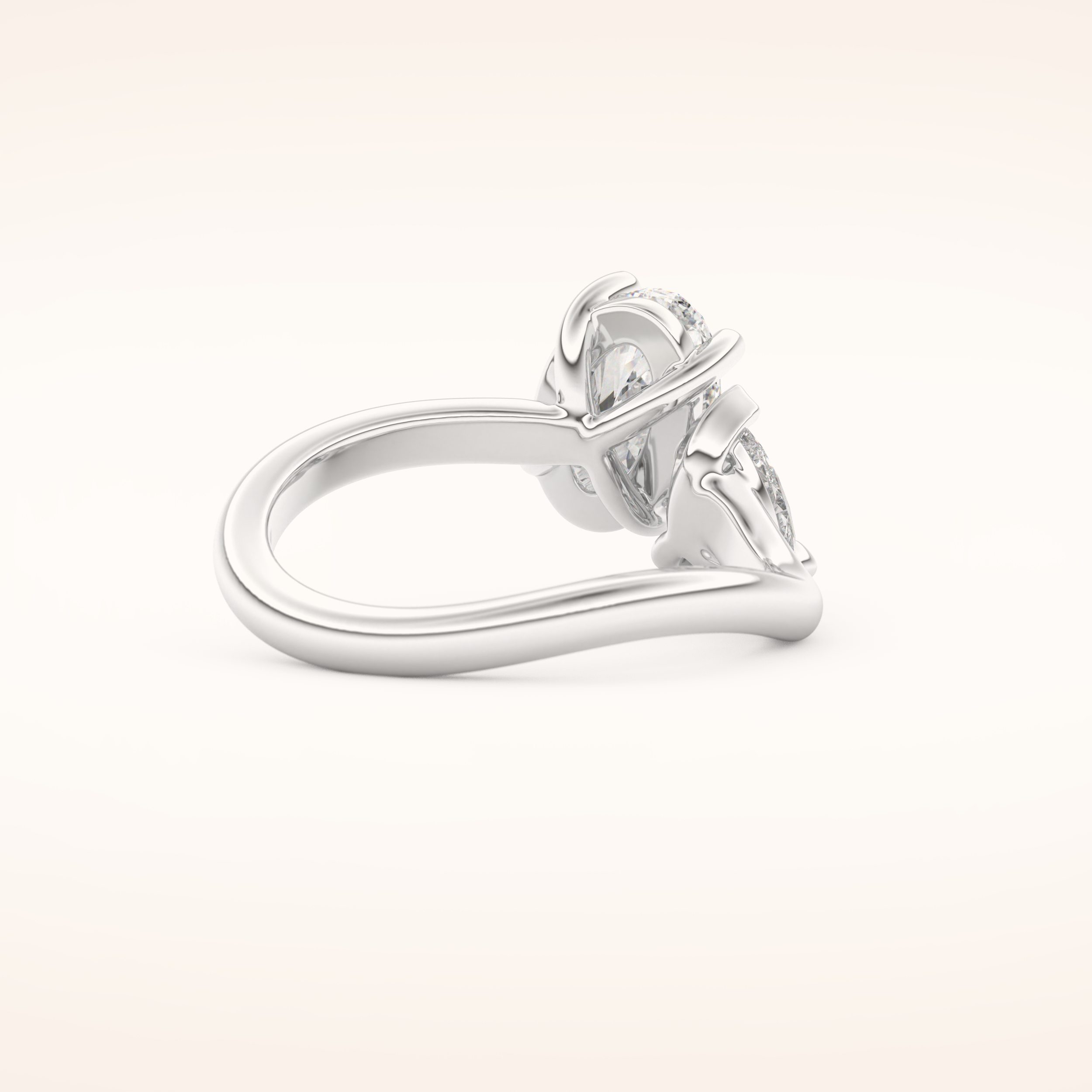 3.92 TCW Oval & Pear Shaped Toi Et Moi Moissanite Engagement Ring