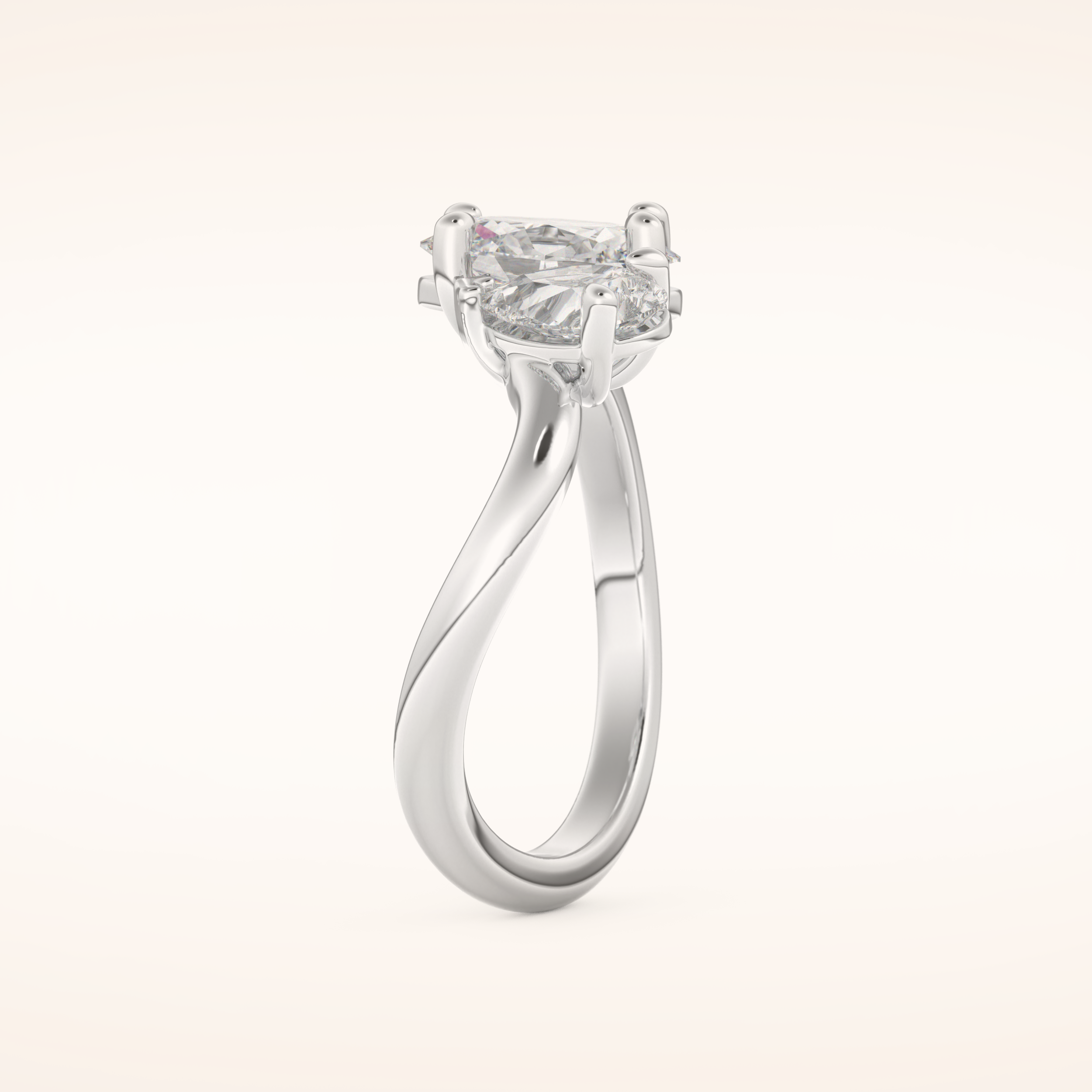 3.92 TCW Oval & Pear Shaped Toi Et Moi Moissanite Engagement Ring