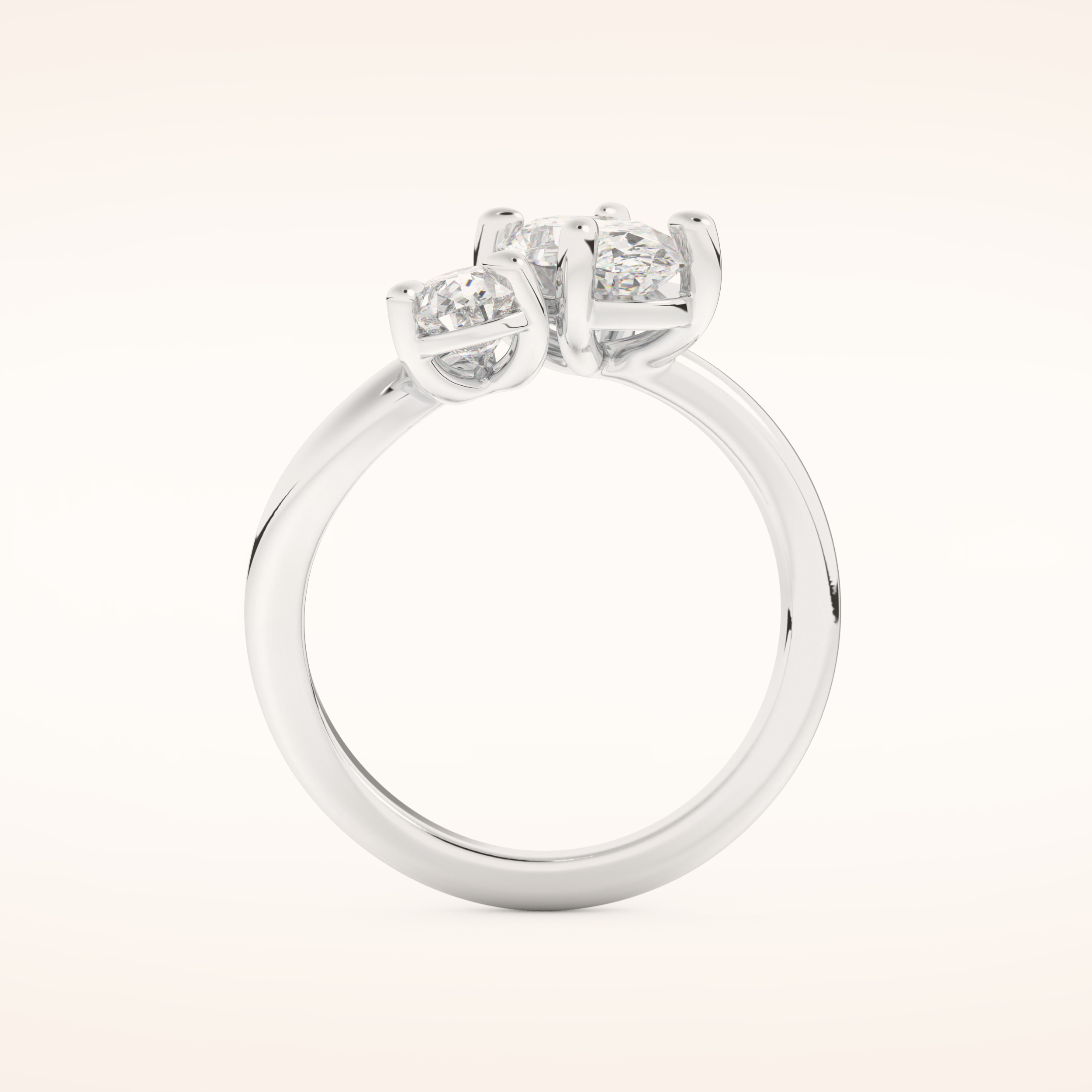 3.92 TCW Oval & Pear Shaped Toi Et Moi Moissanite Engagement Ring