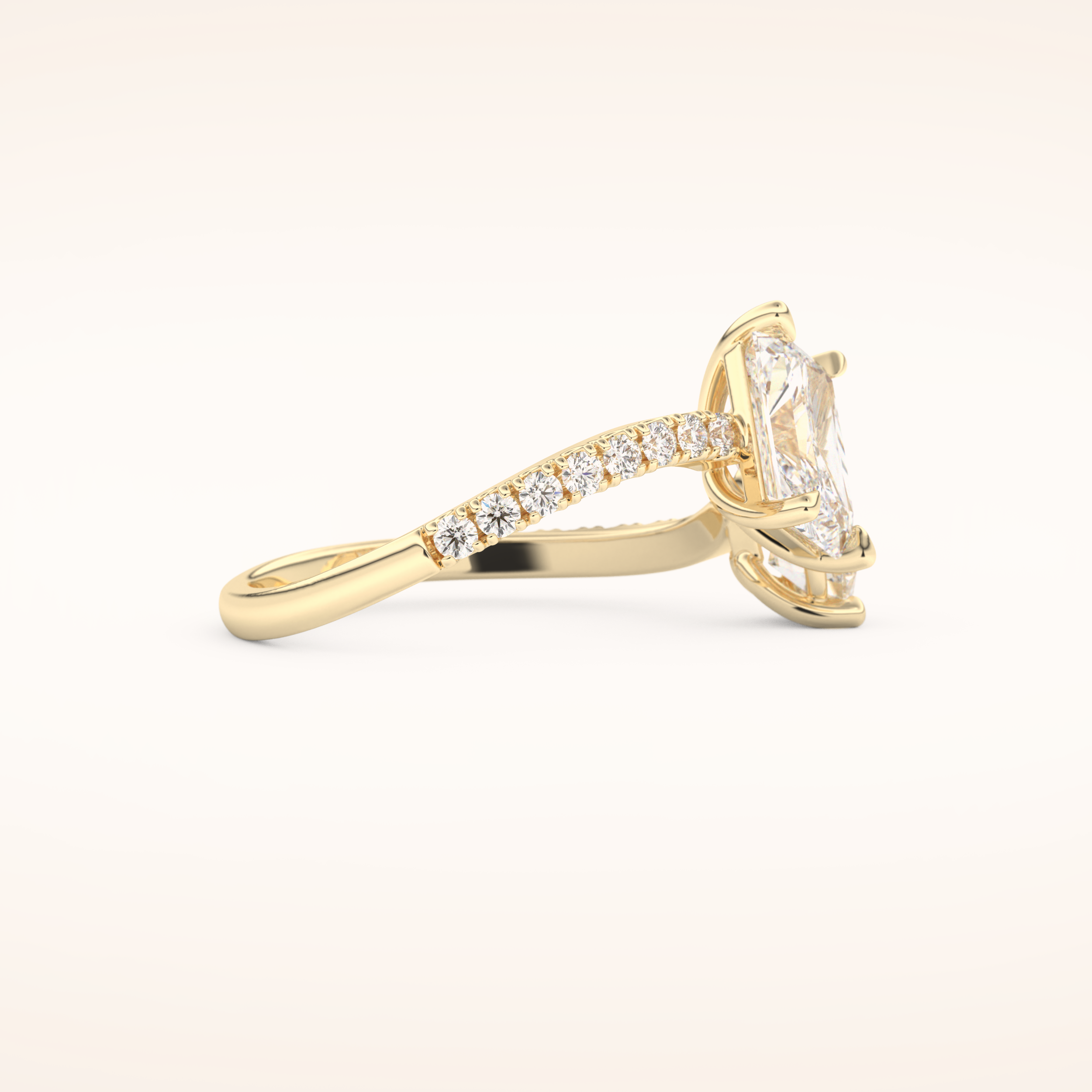 1.5 CT Radiant Shaped Toi Et Moi & Pave Open Shank Moissanite Engagement Ring