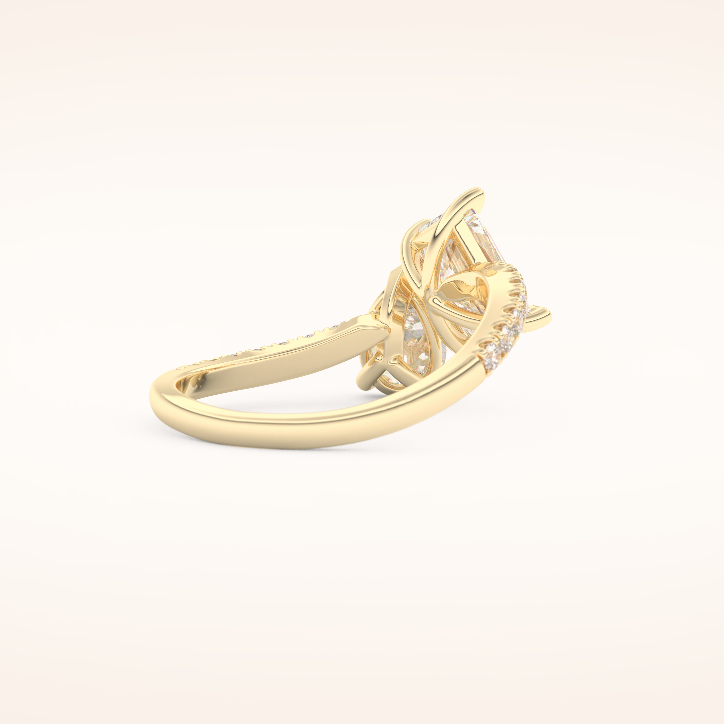1.5 CT Radiant Shaped Toi Et Moi & Pave Open Shank Moissanite Engagement Ring
