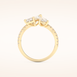 1.5 CT Radiant Shaped Toi Et Moi & Pave Open Shank Moissanite Engagement Ring