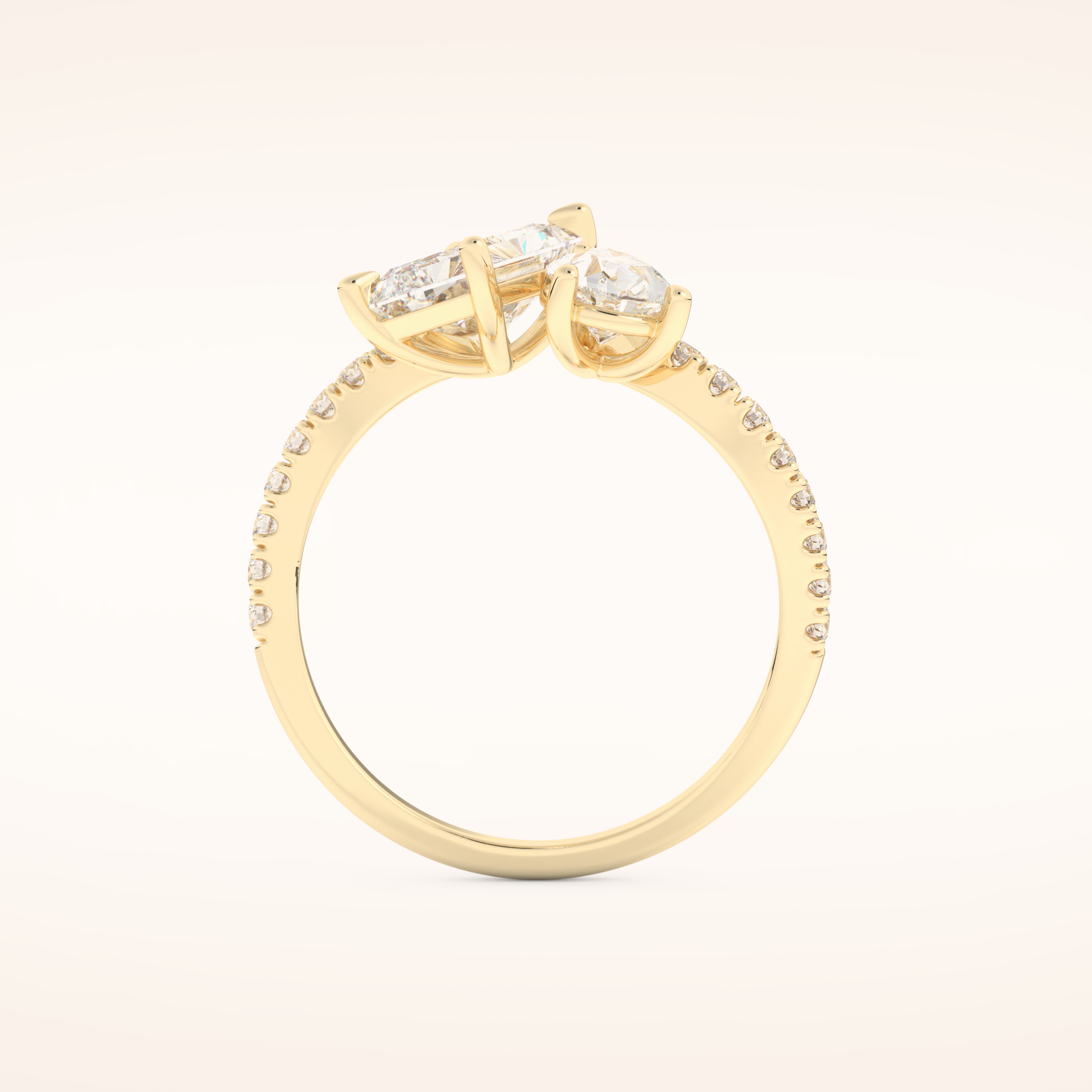 1.5 CT Radiant Shaped Toi Et Moi & Pave Open Shank Moissanite Engagement Ring