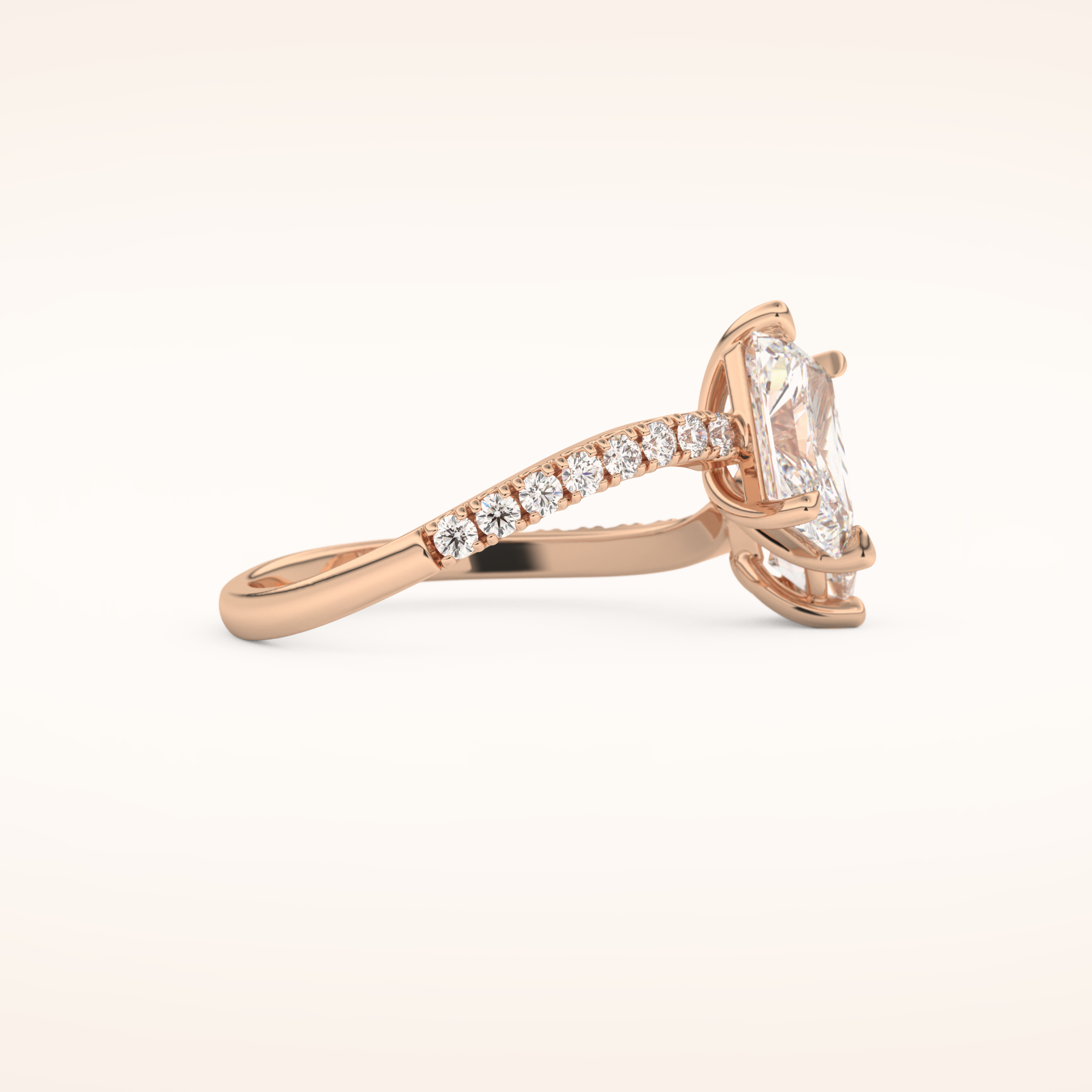 1.5 CT Radiant Shaped Toi Et Moi & Pave Open Shank Moissanite Engagement Ring