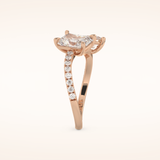 1.5 CT Radiant Shaped Toi Et Moi & Pave Open Shank Moissanite Engagement Ring