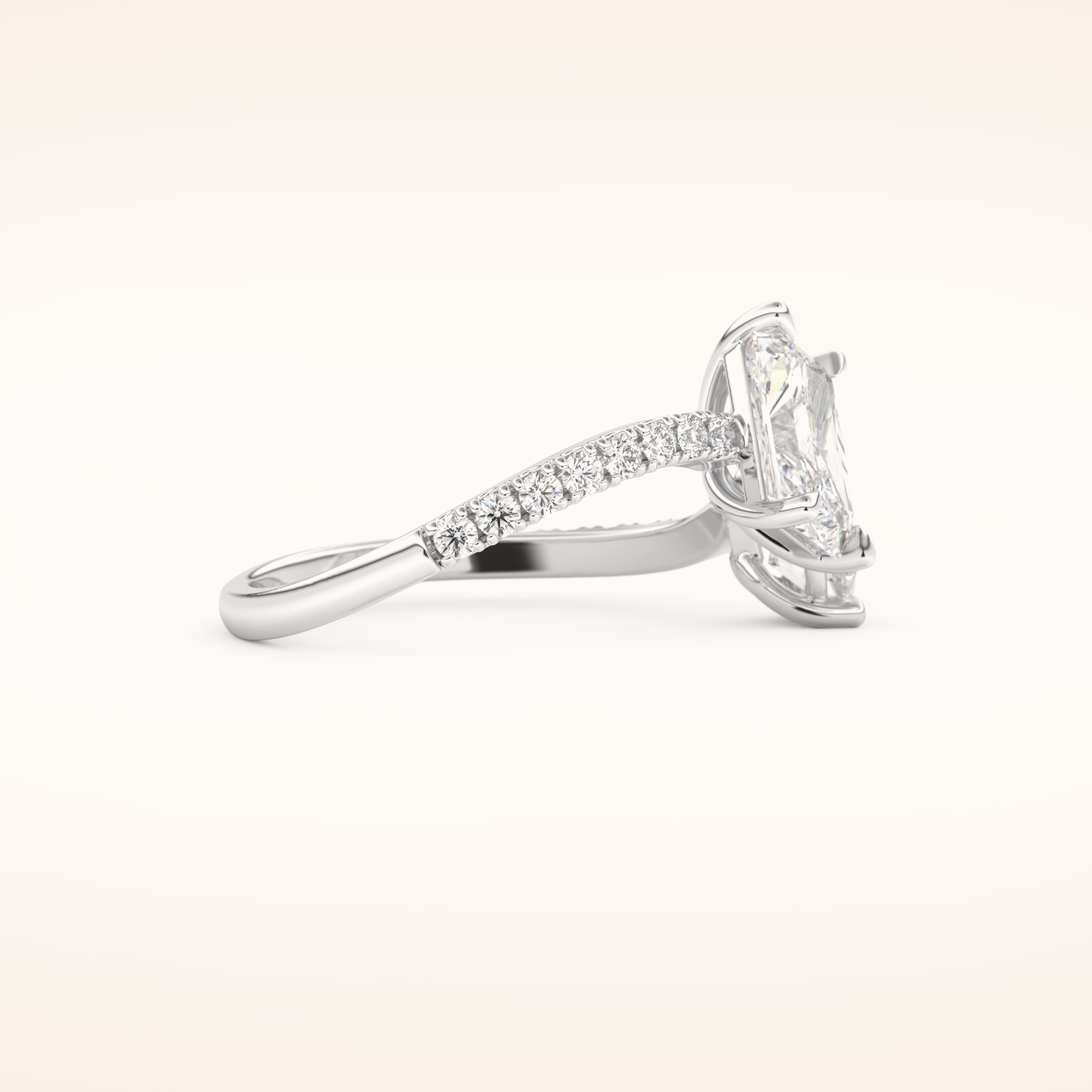 1.5 CT Radiant Shaped Toi Et Moi & Pave Open Shank Moissanite Engagement Ring