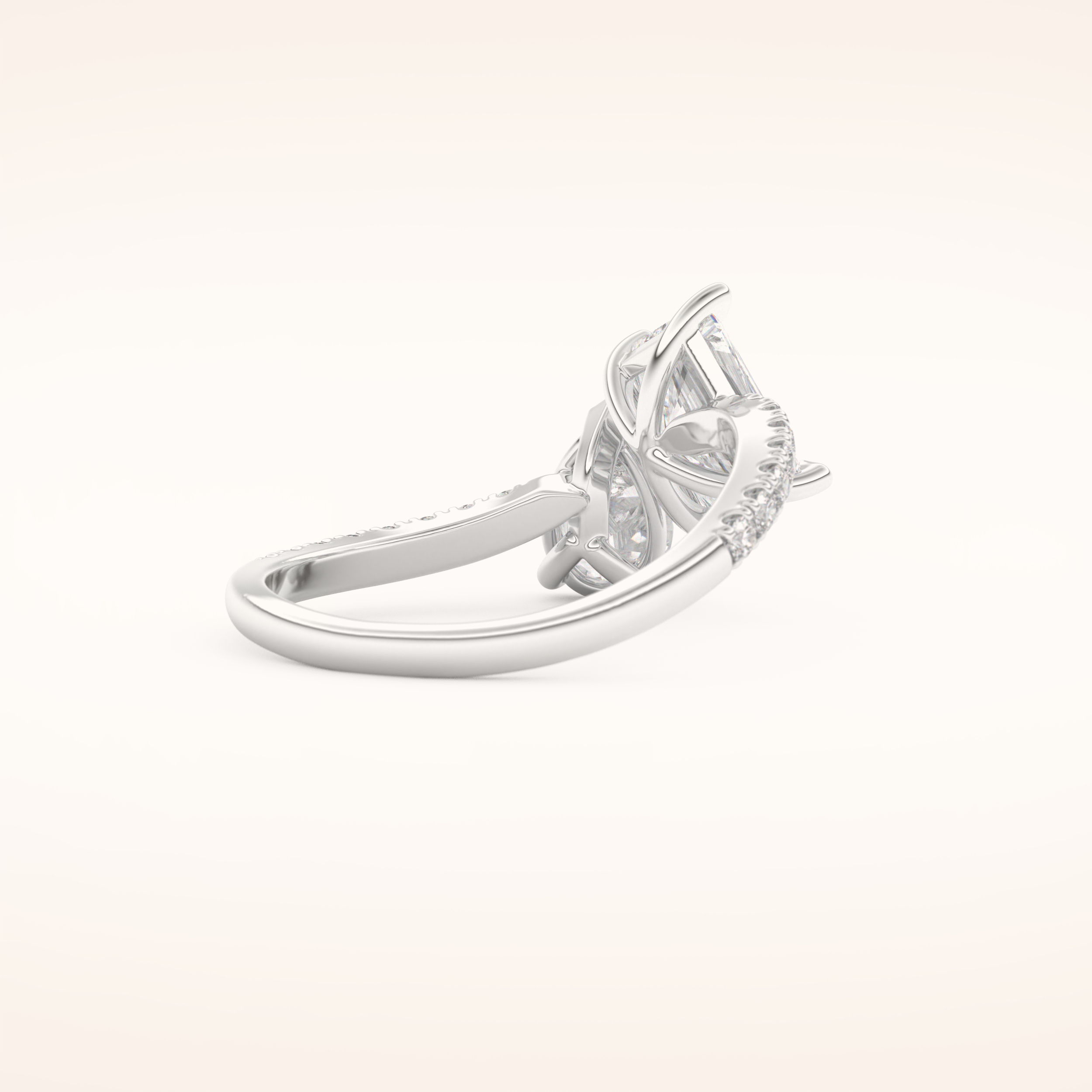 1.5 CT Radiant Shaped Toi Et Moi & Pave Open Shank Moissanite Engagement Ring