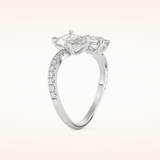 1.5 CT Radiant Shaped Toi Et Moi & Pave Open Shank Moissanite Engagement Ring