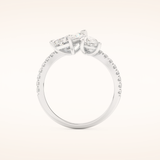 1.5 CT Radiant Shaped Toi Et Moi & Pave Open Shank Moissanite Engagement Ring