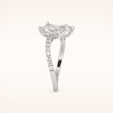1.5 CT Radiant Shaped Toi Et Moi & Pave Open Shank Moissanite Engagement Ring