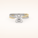 1.52 CT Round Shaped Pave Split Shank Moissanite Engagement Ring