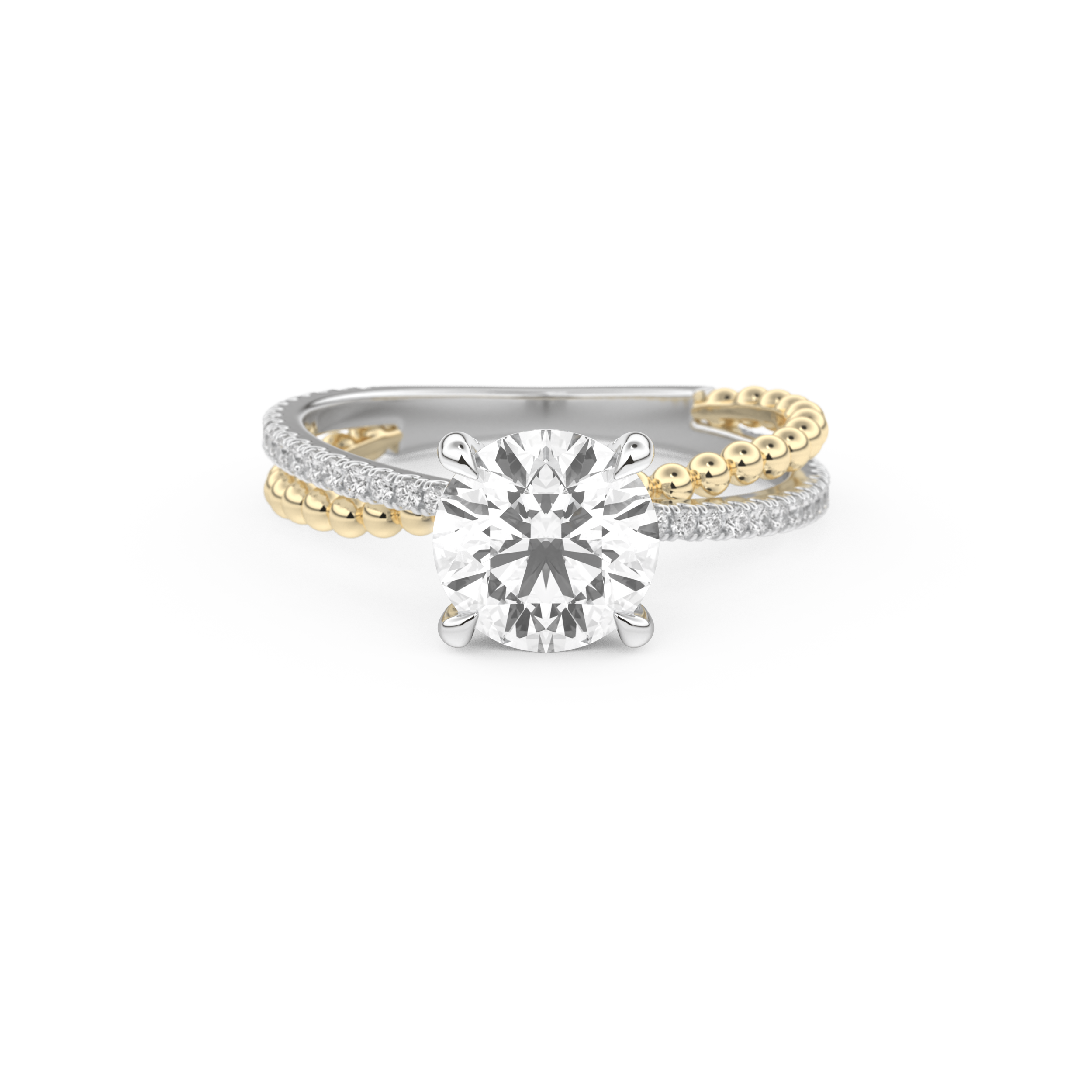 Round Pave & Split Shank Lab Grown Diamond Engagement Ring