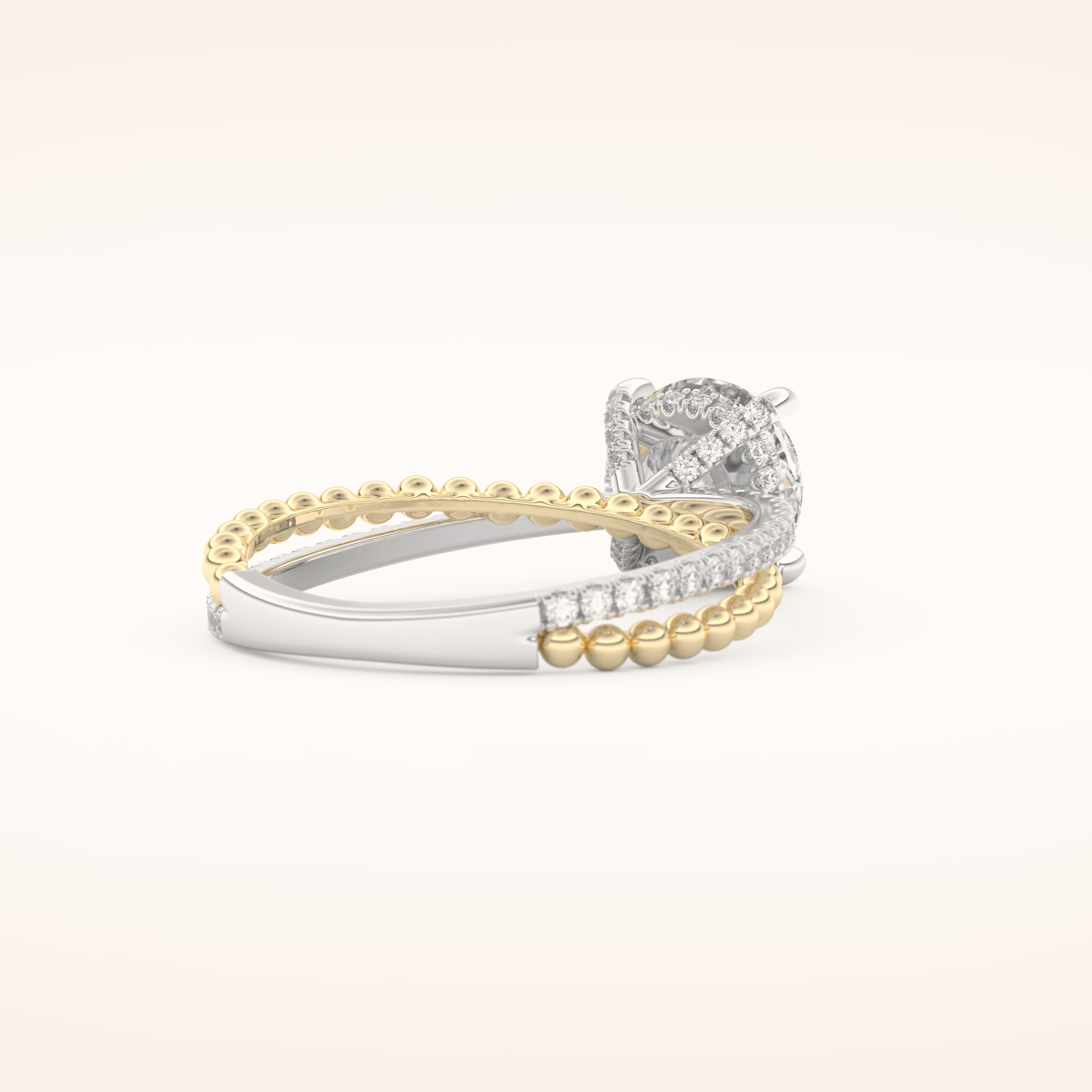 1.52 CT Round Shaped Pave Split Shank Moissanite Engagement Ring
